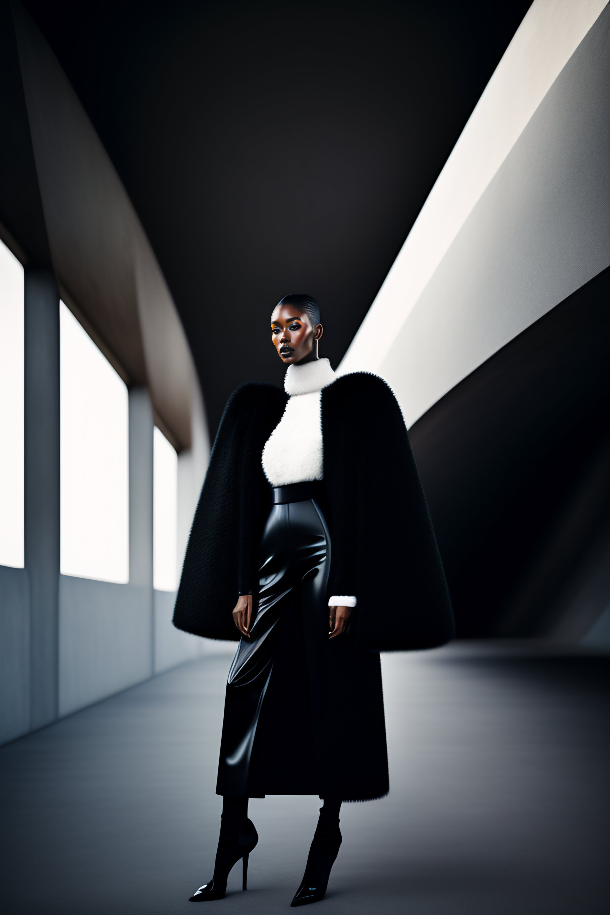Lexica - Hyperrealistic Haute Couture Fashion Model wearing fuzzy ...
