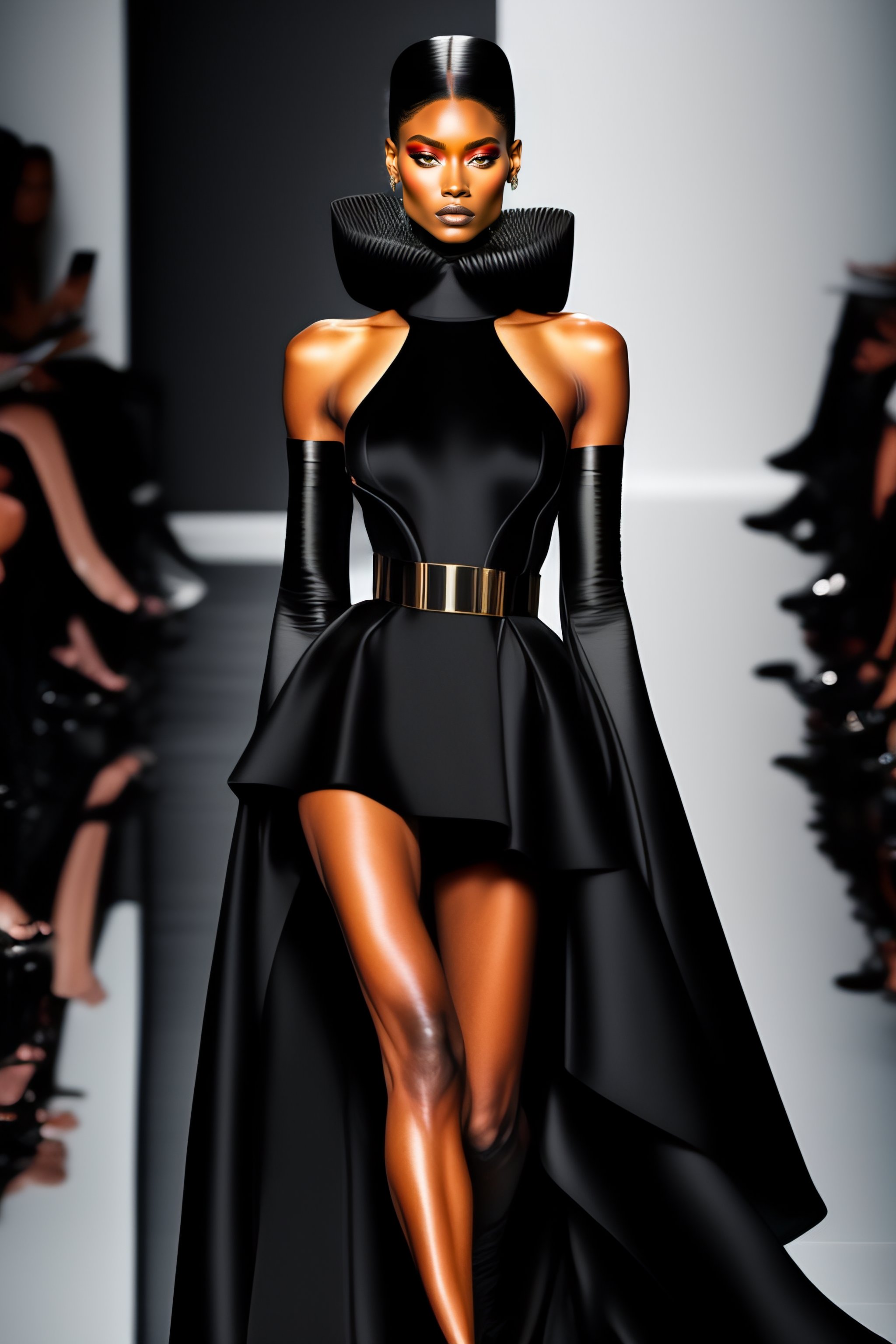 Lexica - Dress futuristic black, style, haute couture, model