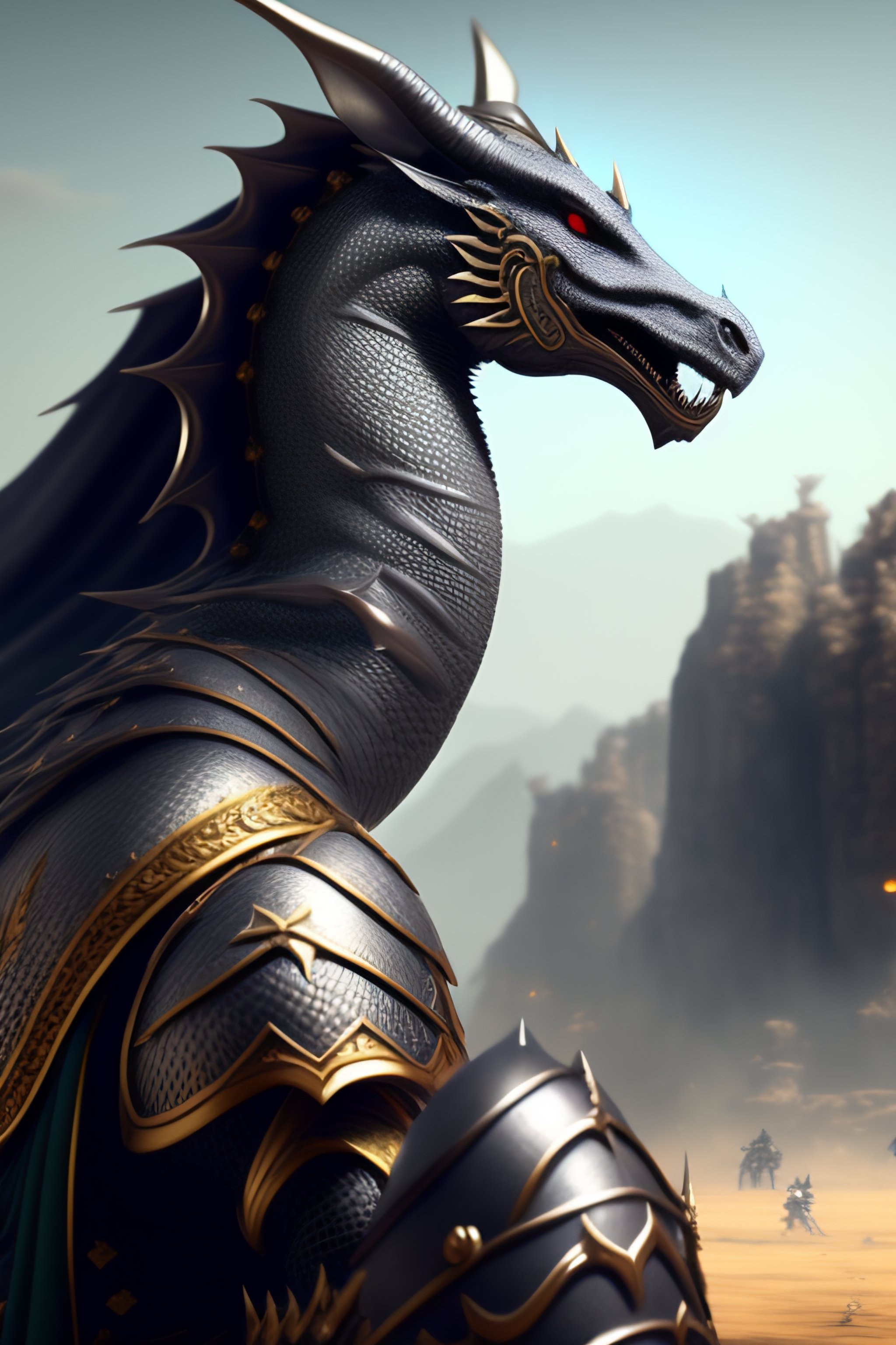 Lexica - A knight grey dragon