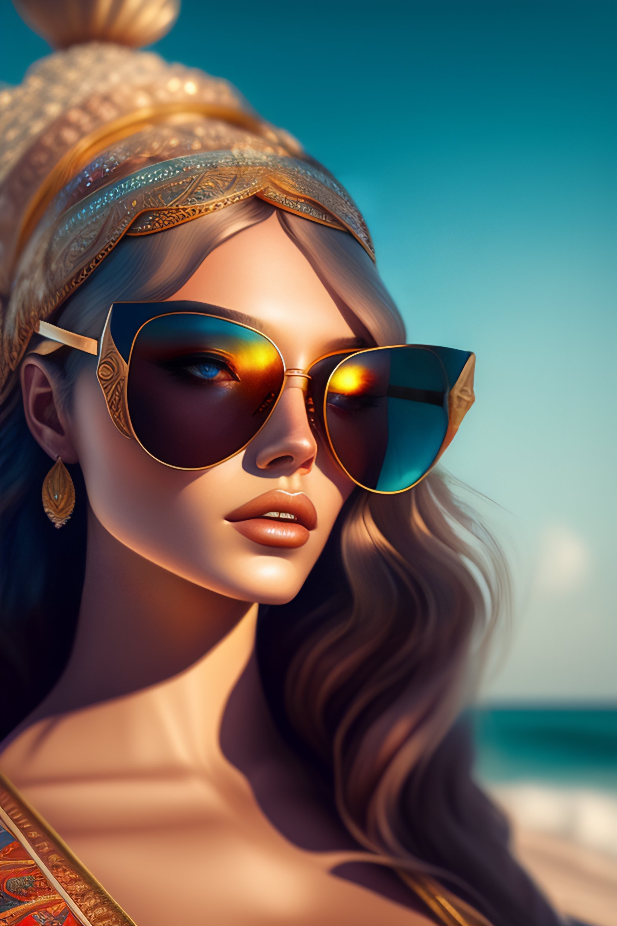 Lexica - Venus Botticelli in Modern asymmetrical sunglasses, beautiful