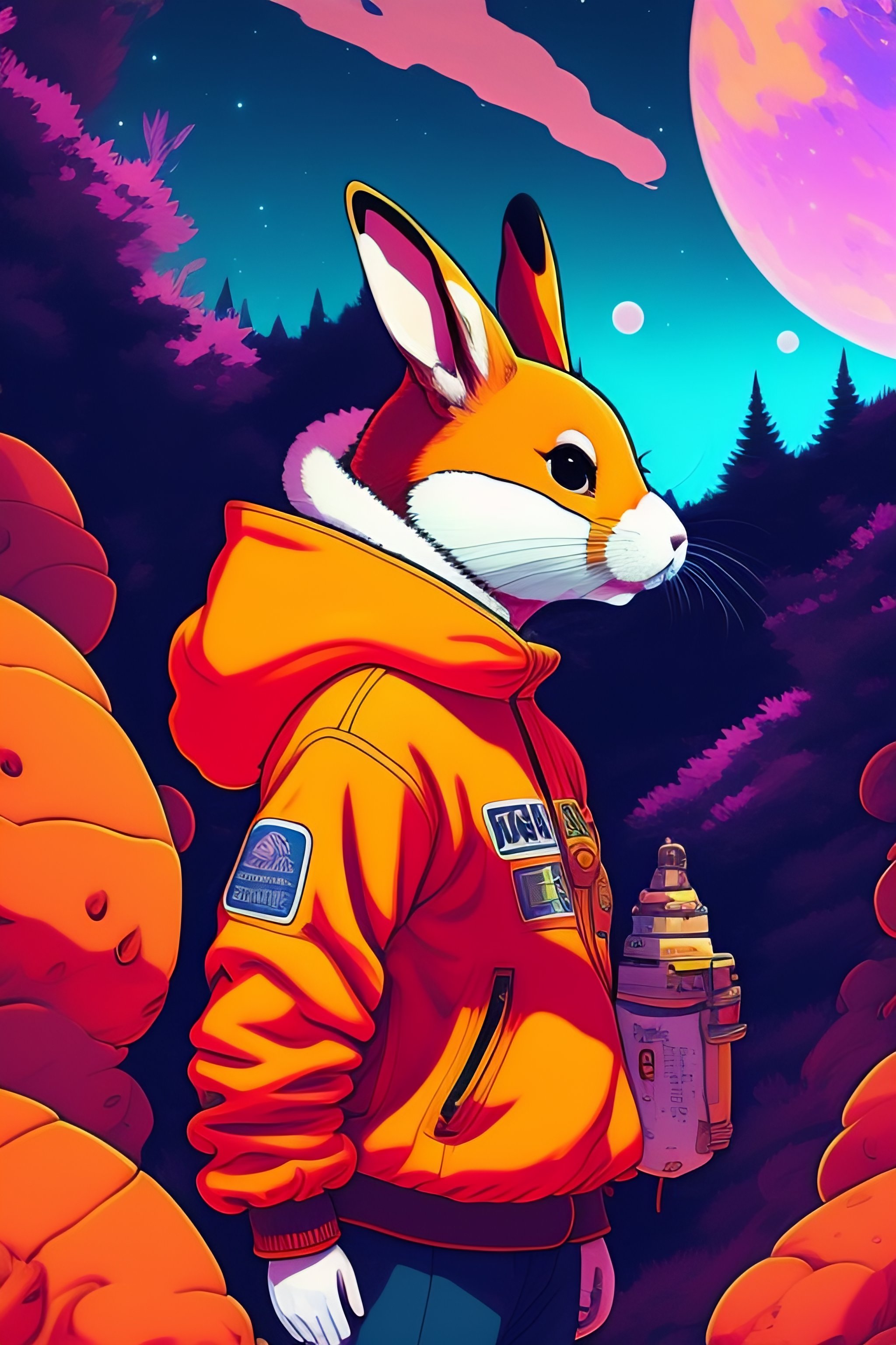 Lexica - Photo of a rabit monster in the space, style of laurie ...