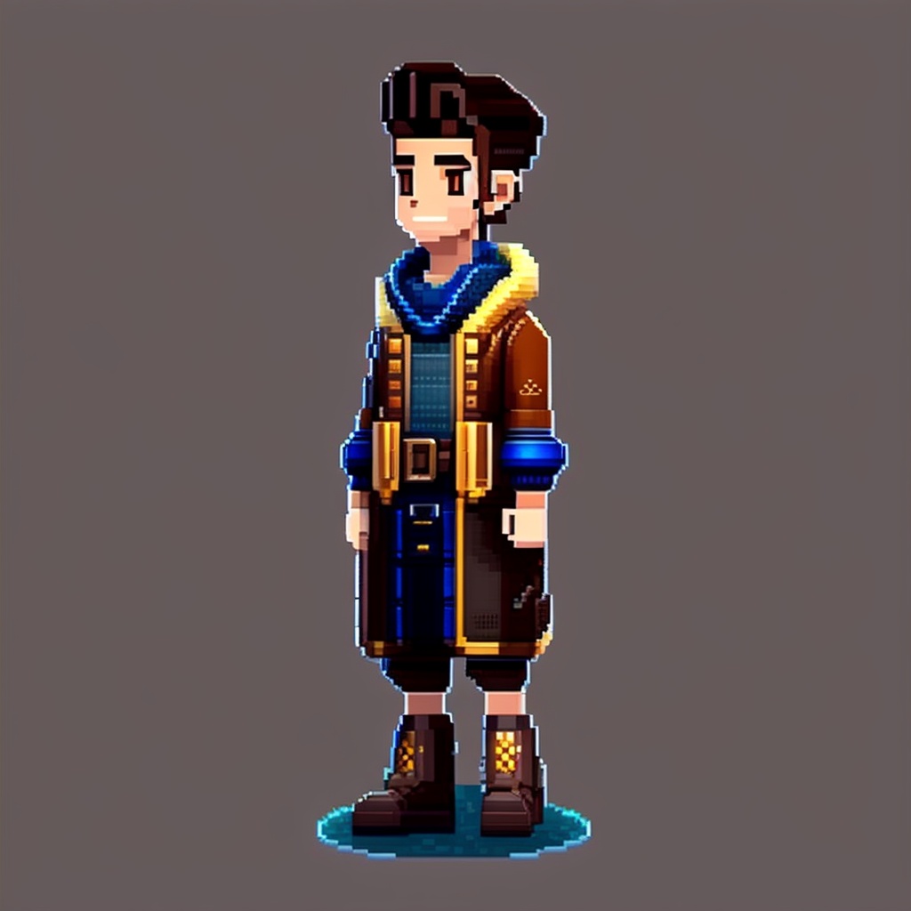 Lexica - PixelArt, 2D character, male teenager, brown skin, golden eyes ...