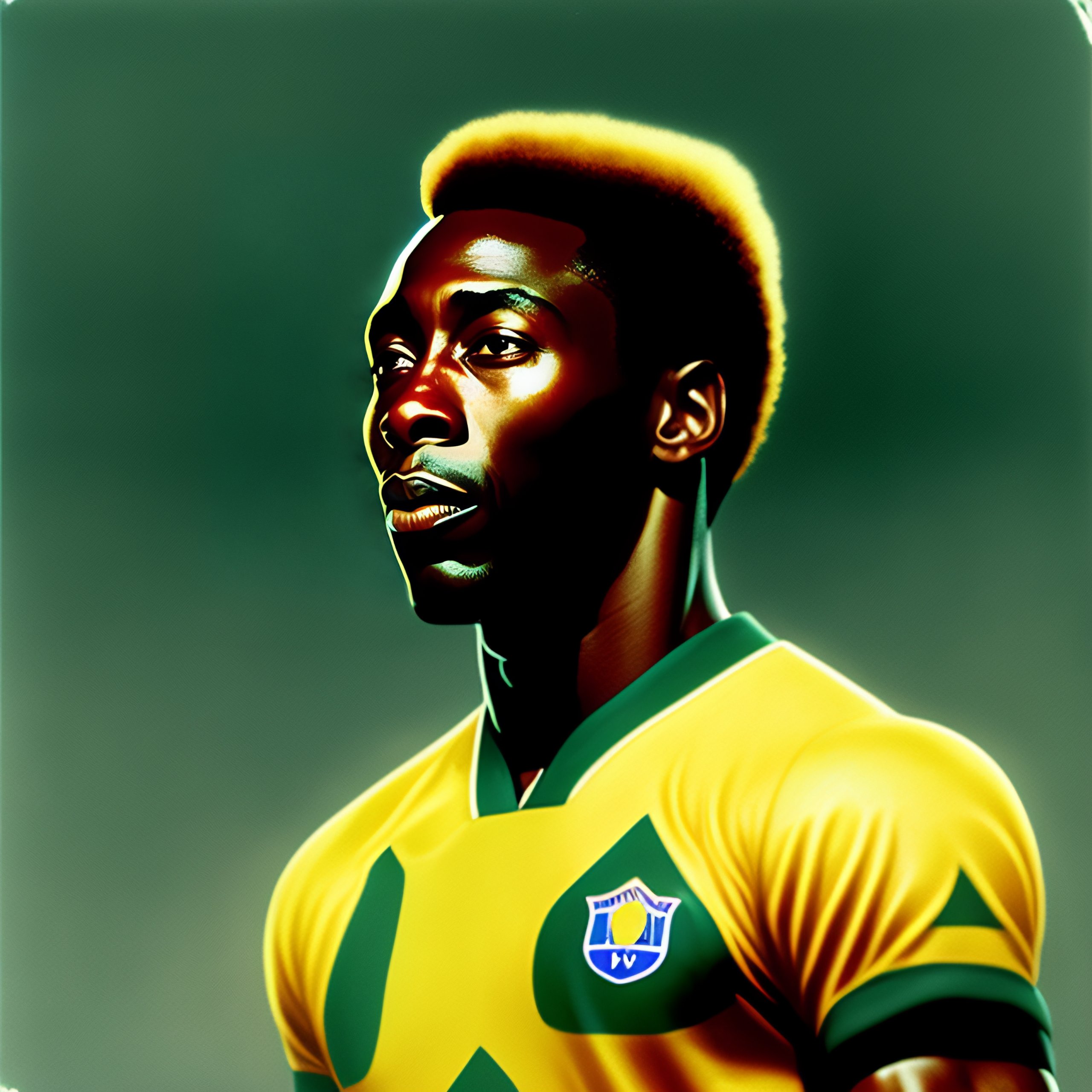 Lexica - Image of footballer Pele realistic cartoon in shirt of ...