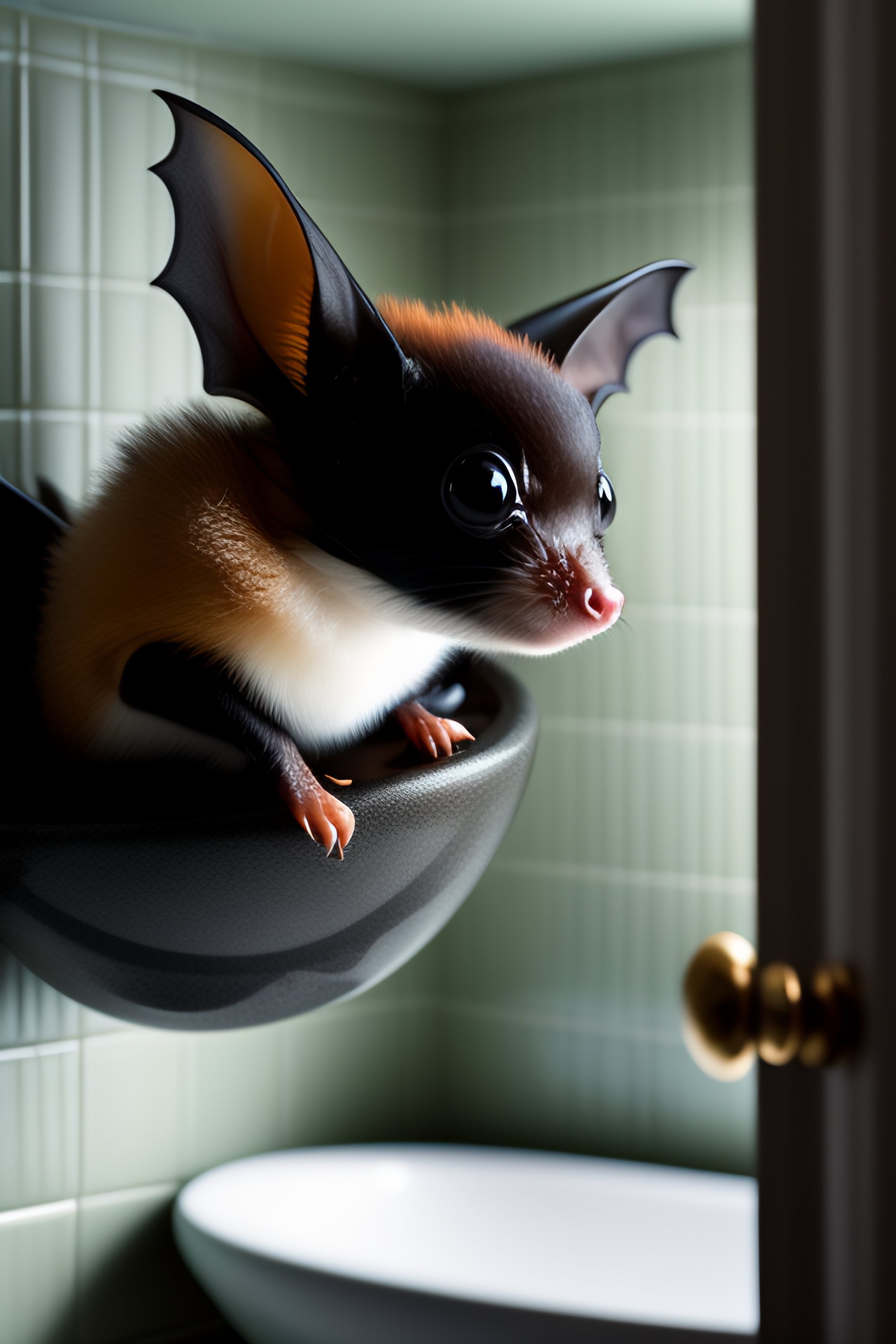 Lexica - Cute bat living in a bathroom