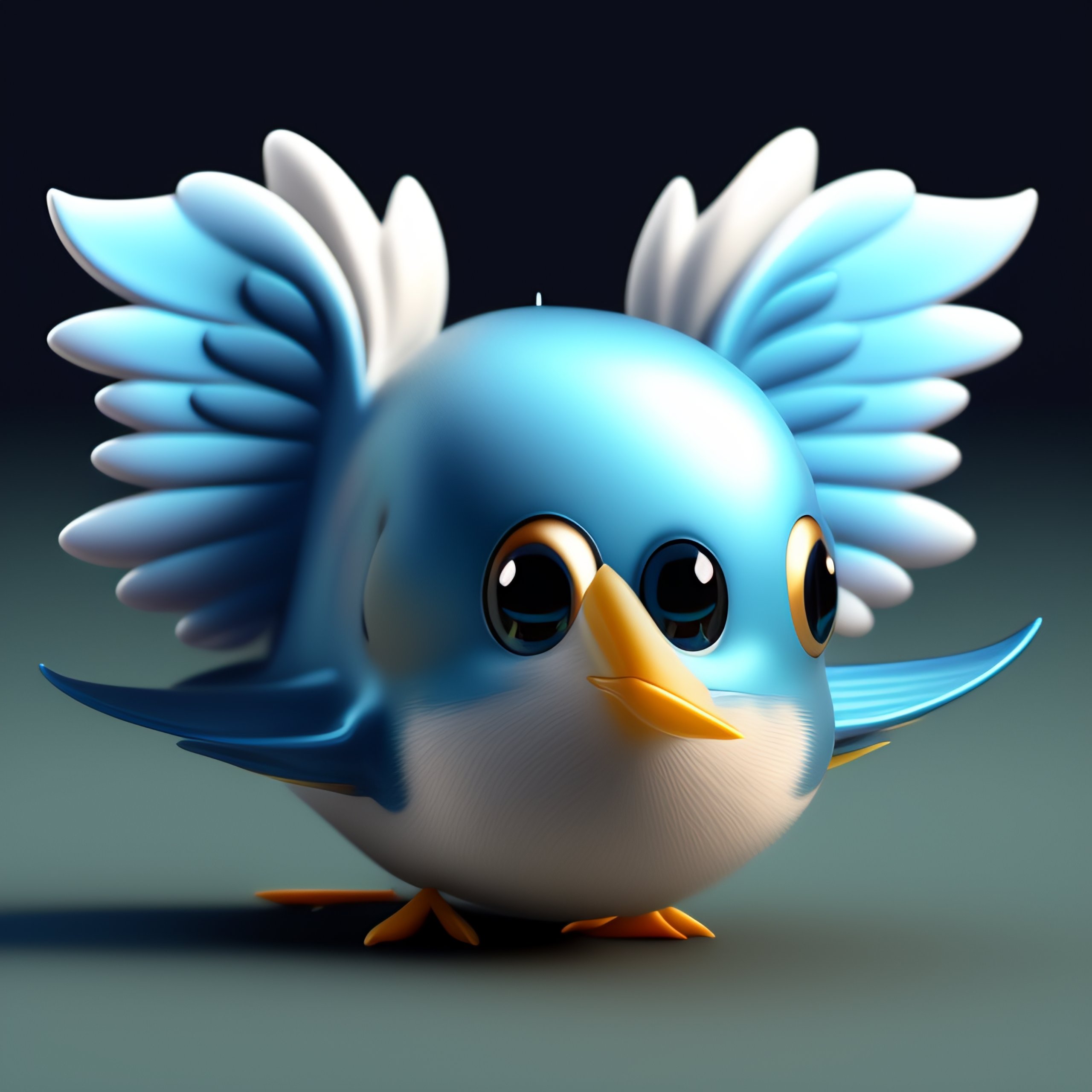 Lexica - 3d, cartoon, baby twitter bird mascot, small wings, as a fireman