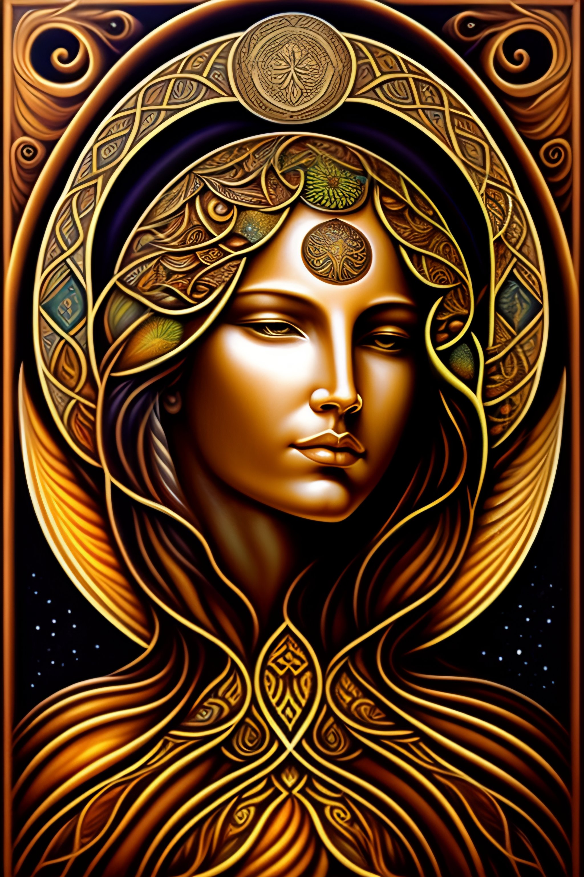 Lexica Wood spirit alex grey neo art nouveau
