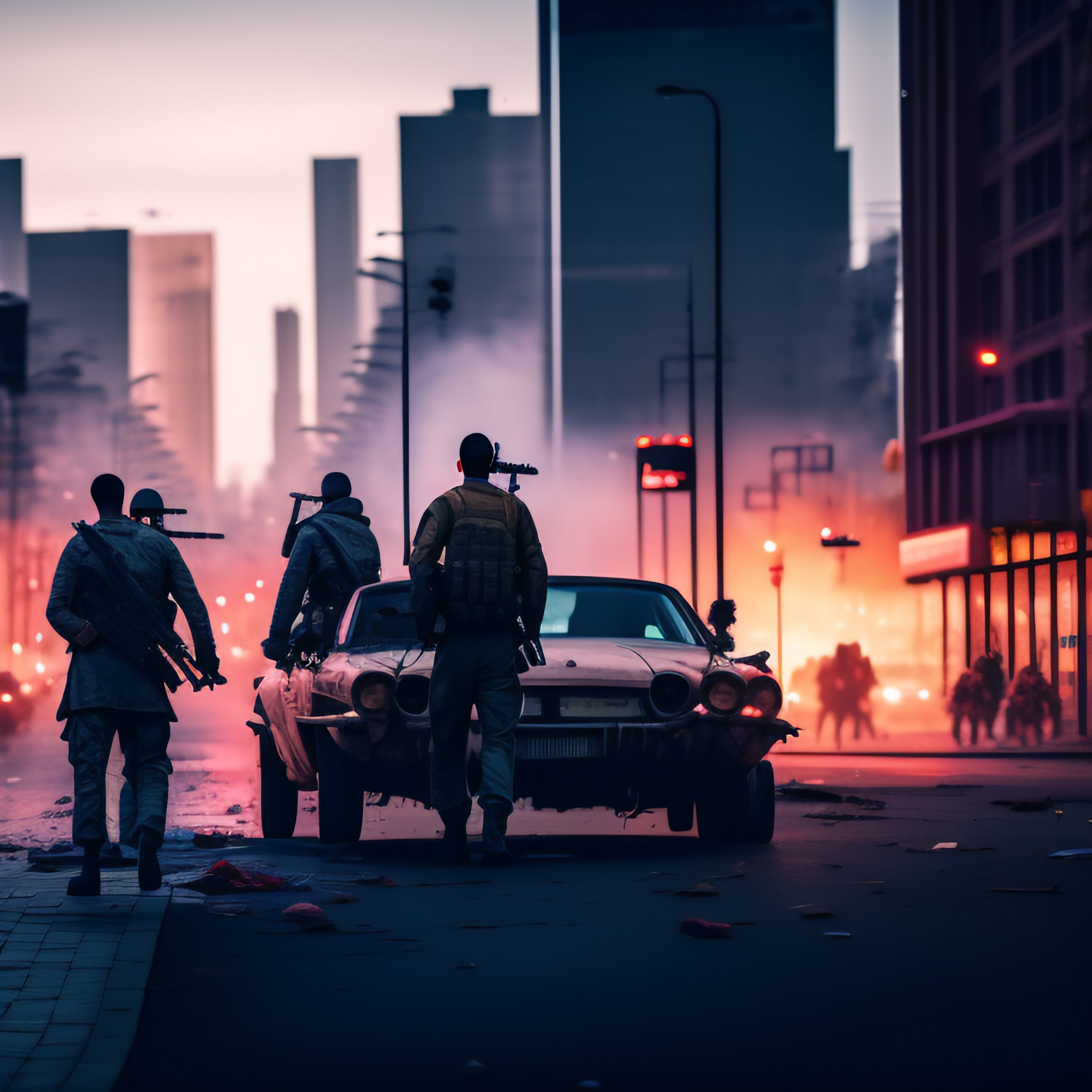 Lexica - Zombies attacking survivors in new your city, surrealism ...