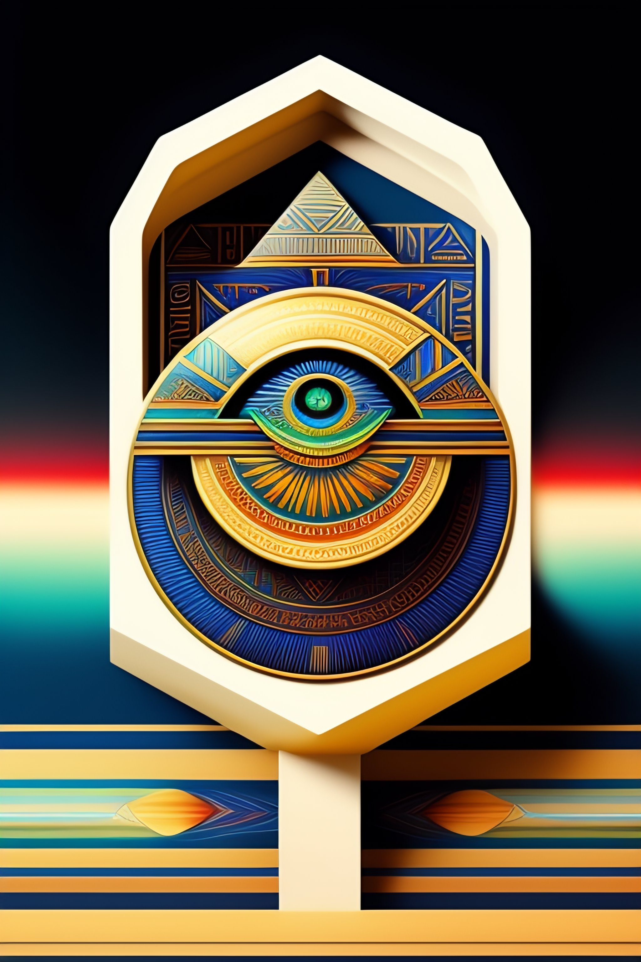 Lexica - 2d geometric egyptian eye god , white backgound