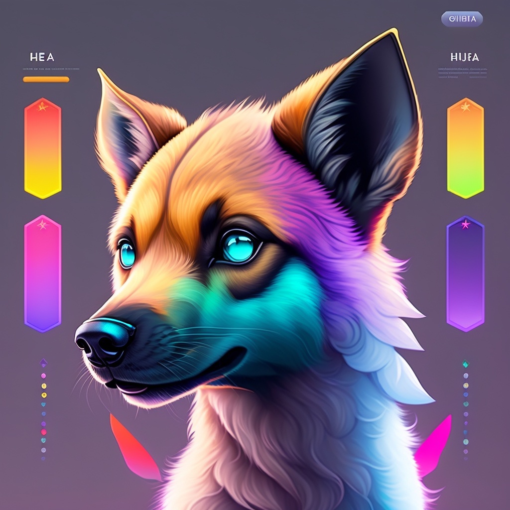 Lexica - Chibi Hyena, character sheet, Epic Hud, vibrant & colorful