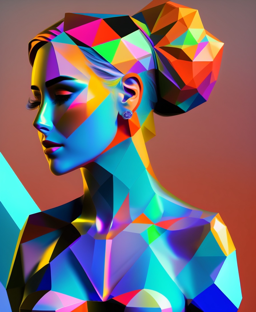 Lexica - Low poly portrait of genz female life drawing art model with ...