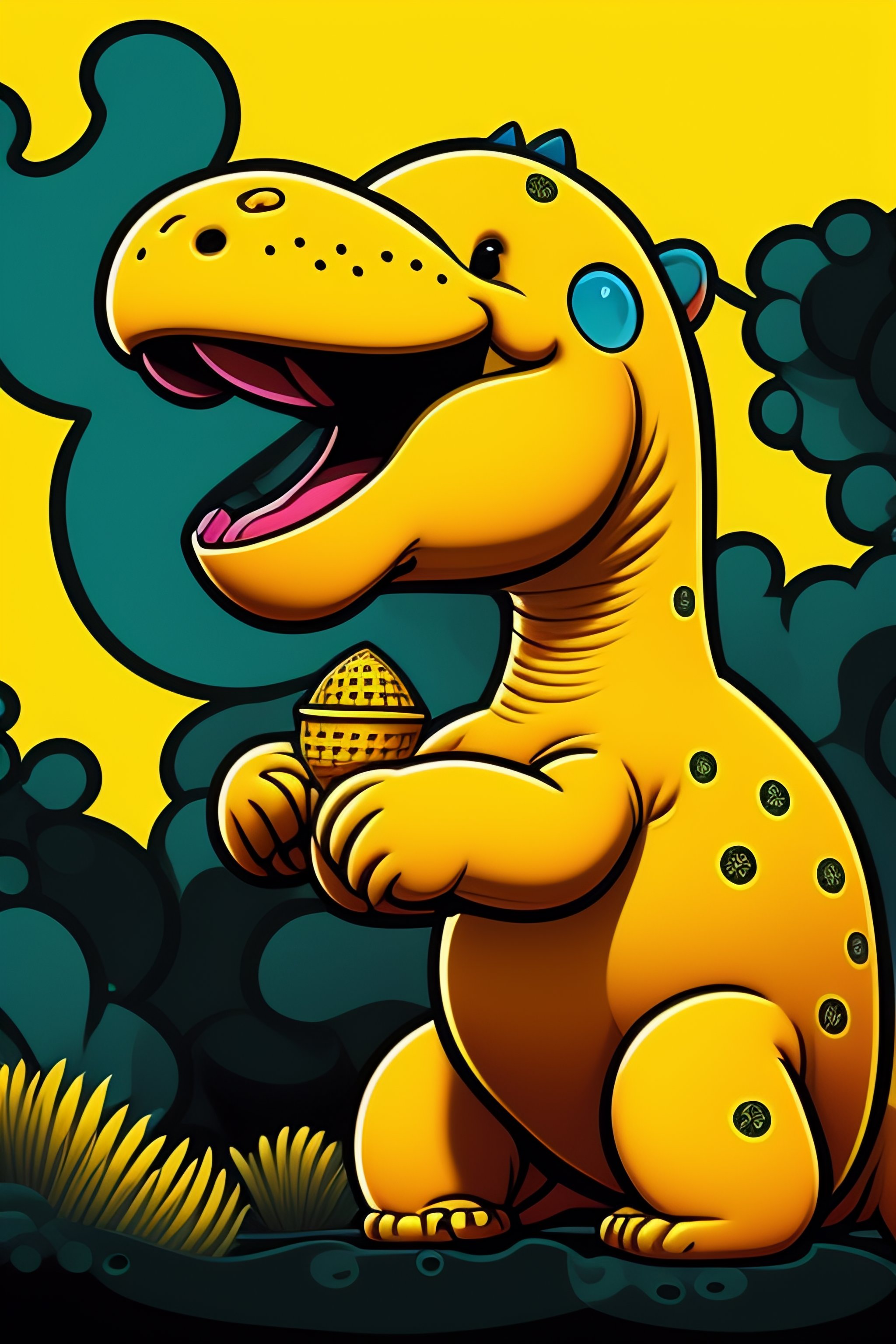 Lexica - Yellow dinosaur carbear cartoon high definition