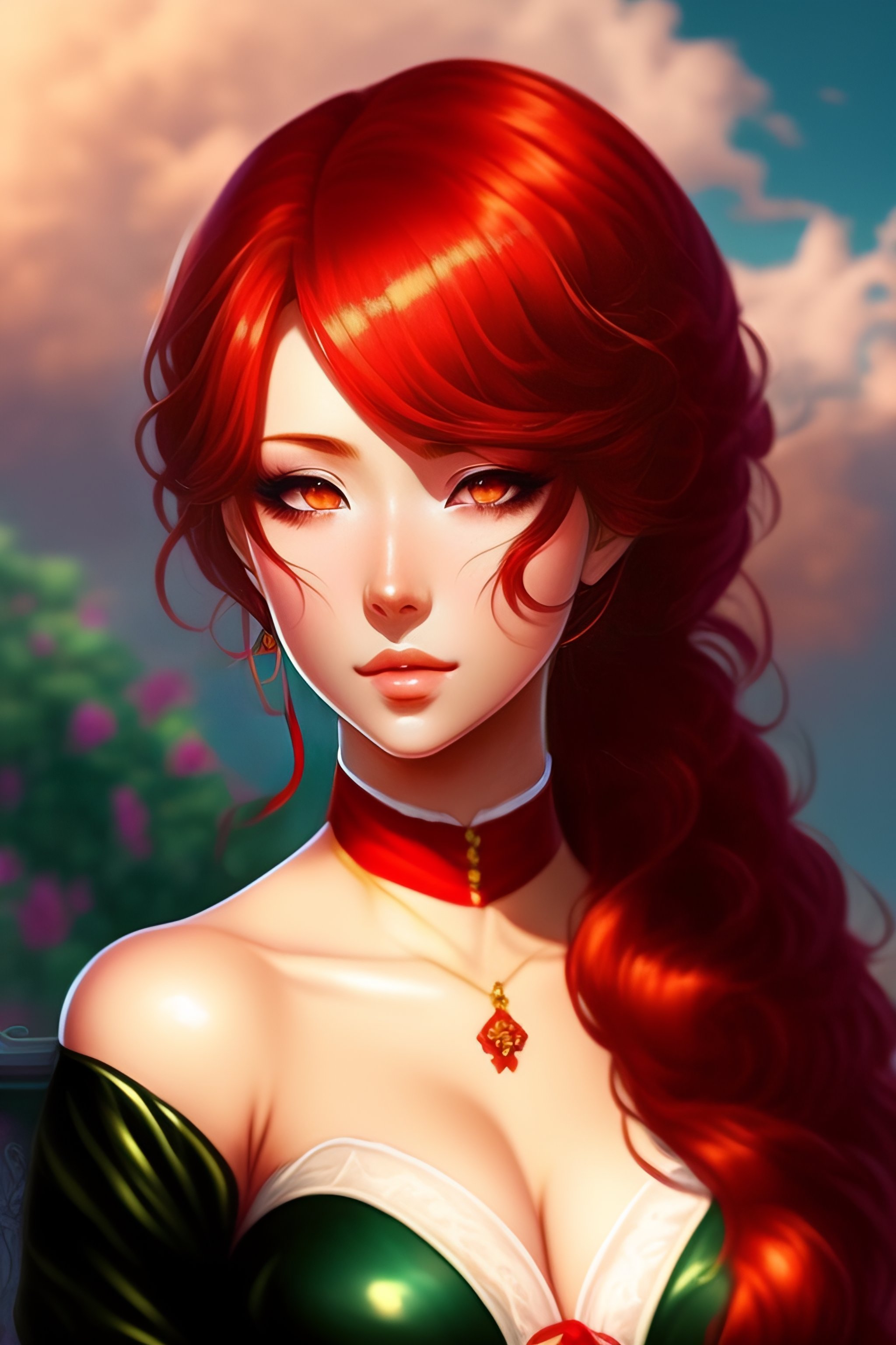 Lexica - Anime drawing of sexy victorian girl with red hair