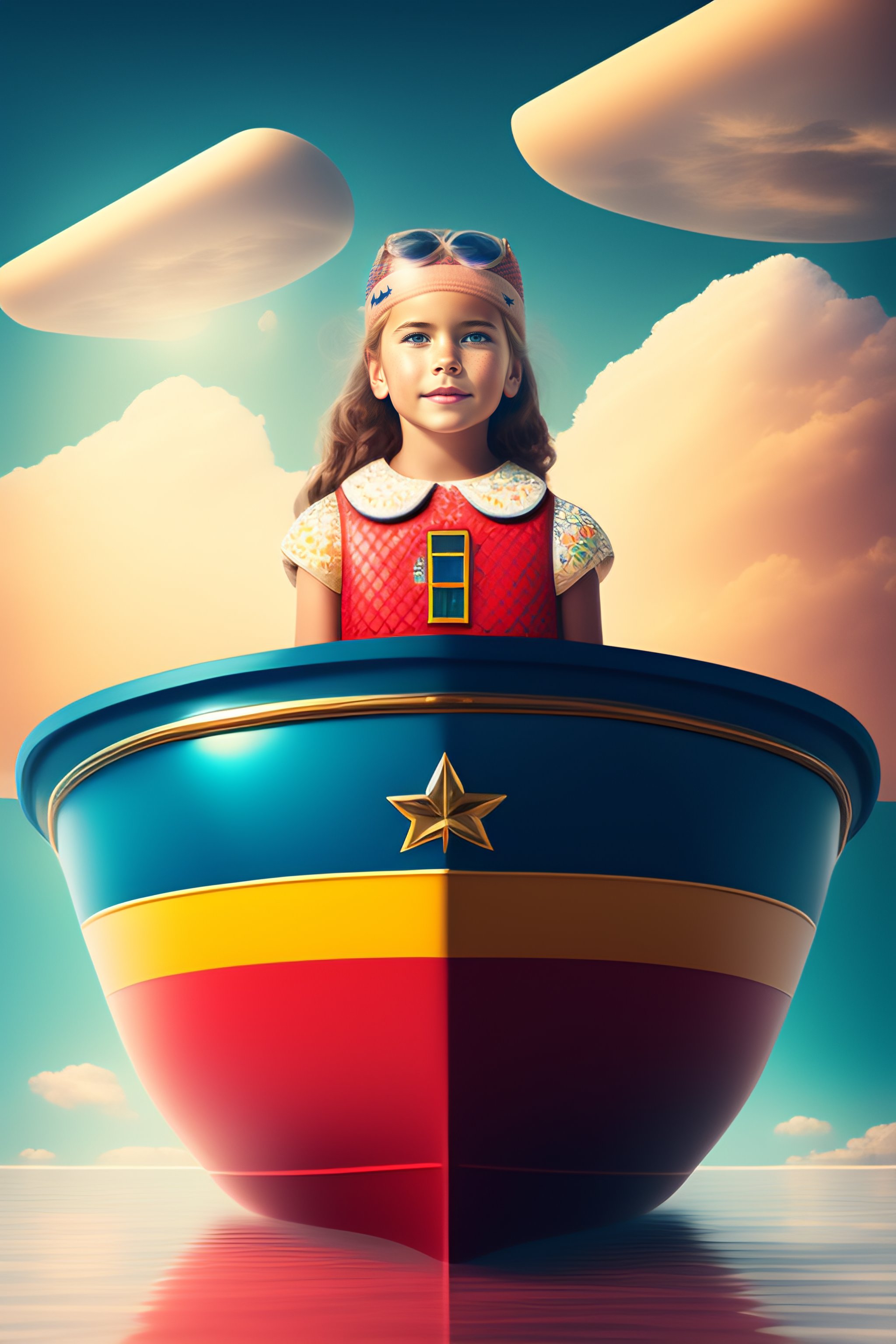 Lexica - A girl on a boat floats in the sky