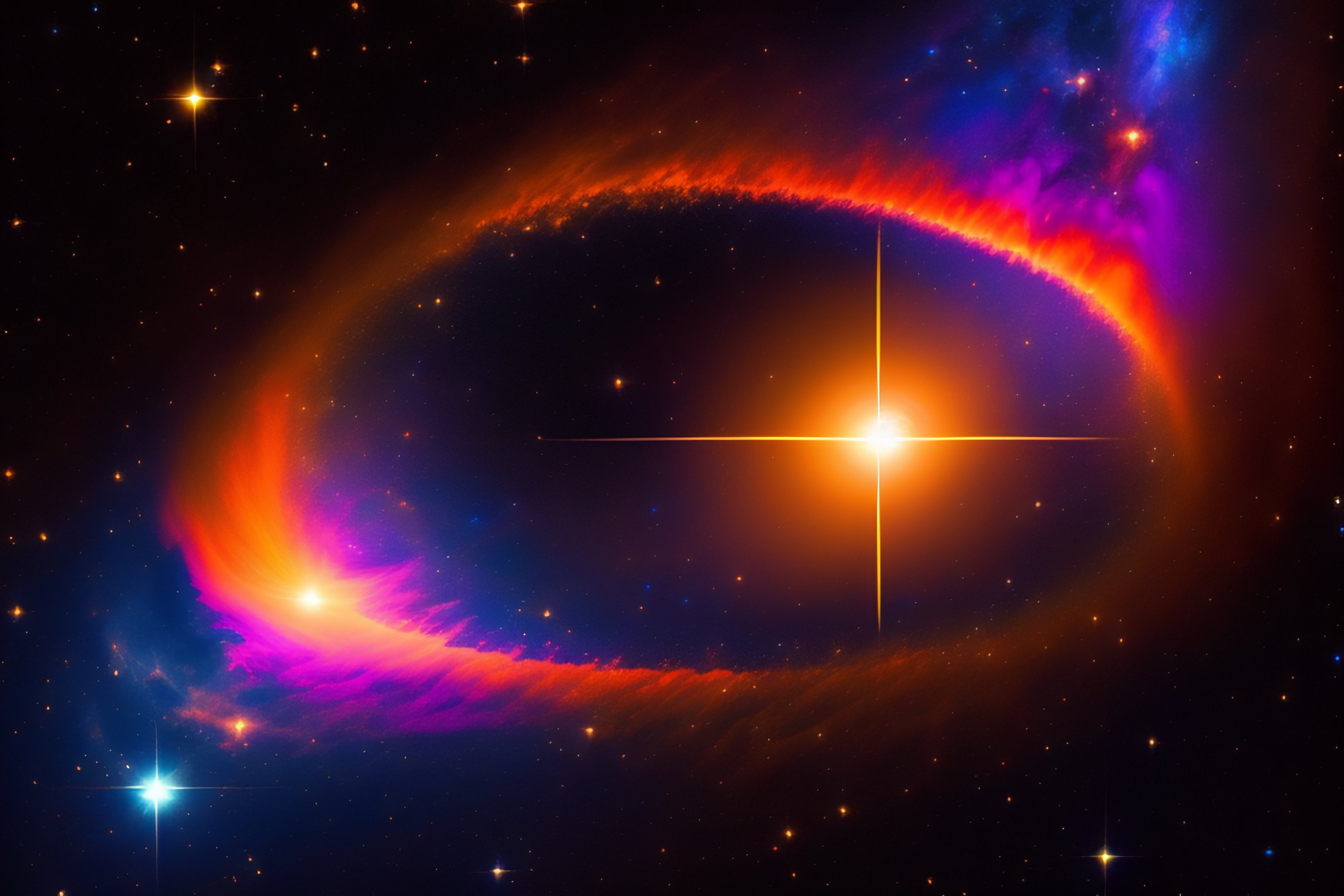 Lexica - Big bright star space cosmic dark background