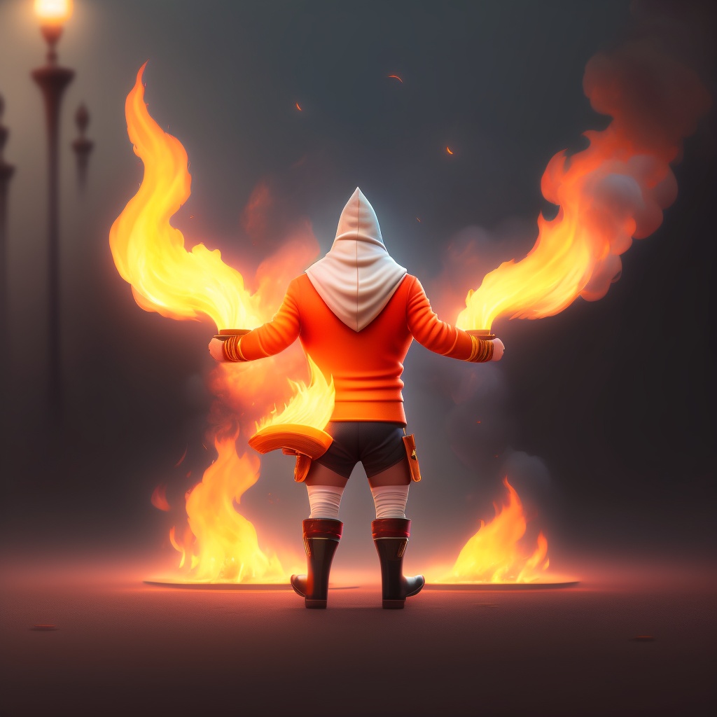 Lexica - Fire flame with legs, arms and eyes walking on the table ...