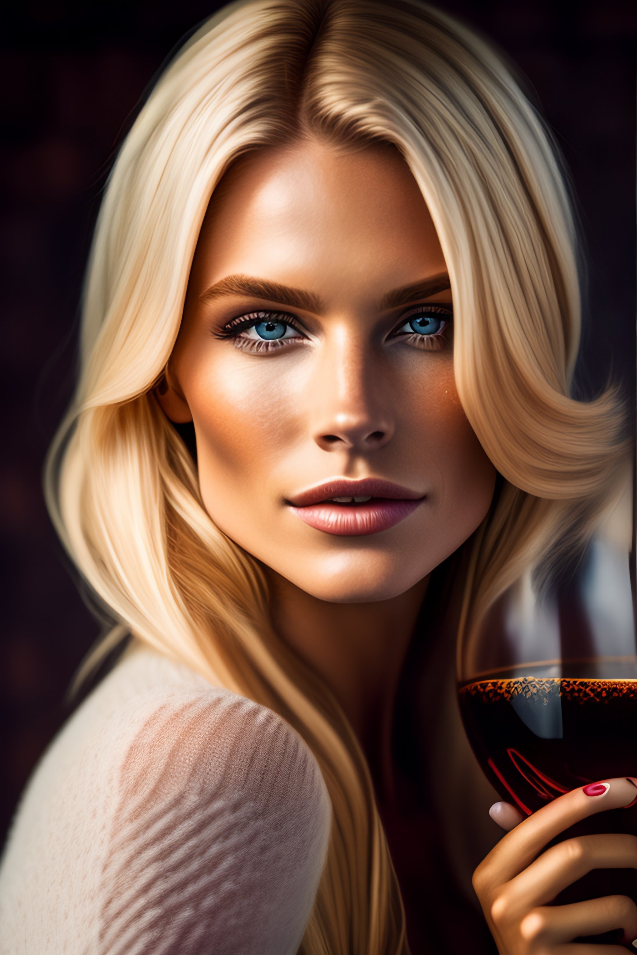 Lexica - A photo close-up of a beautiful blond haired woman with