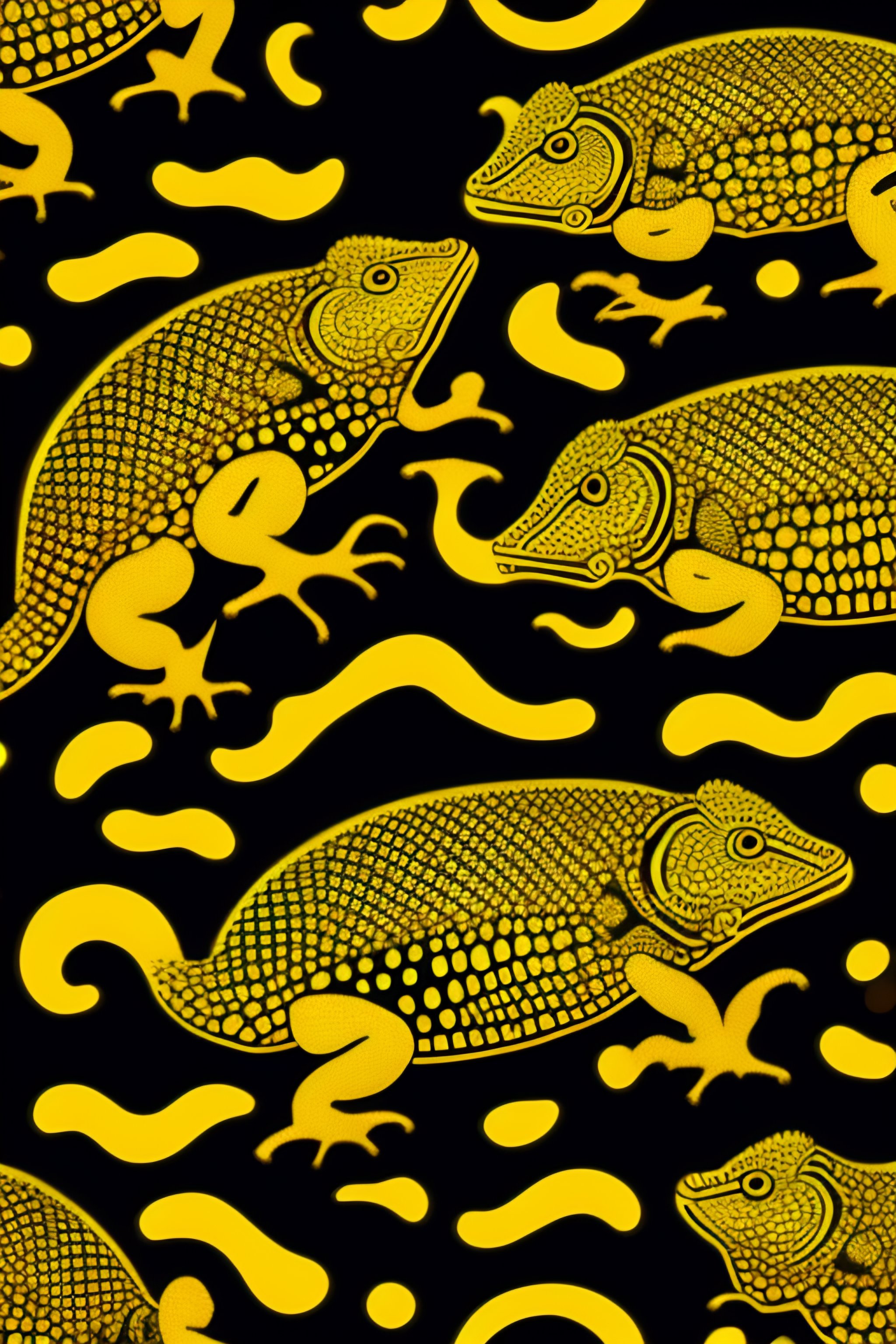 Lexica - African batik pattern of yellow and black lizards