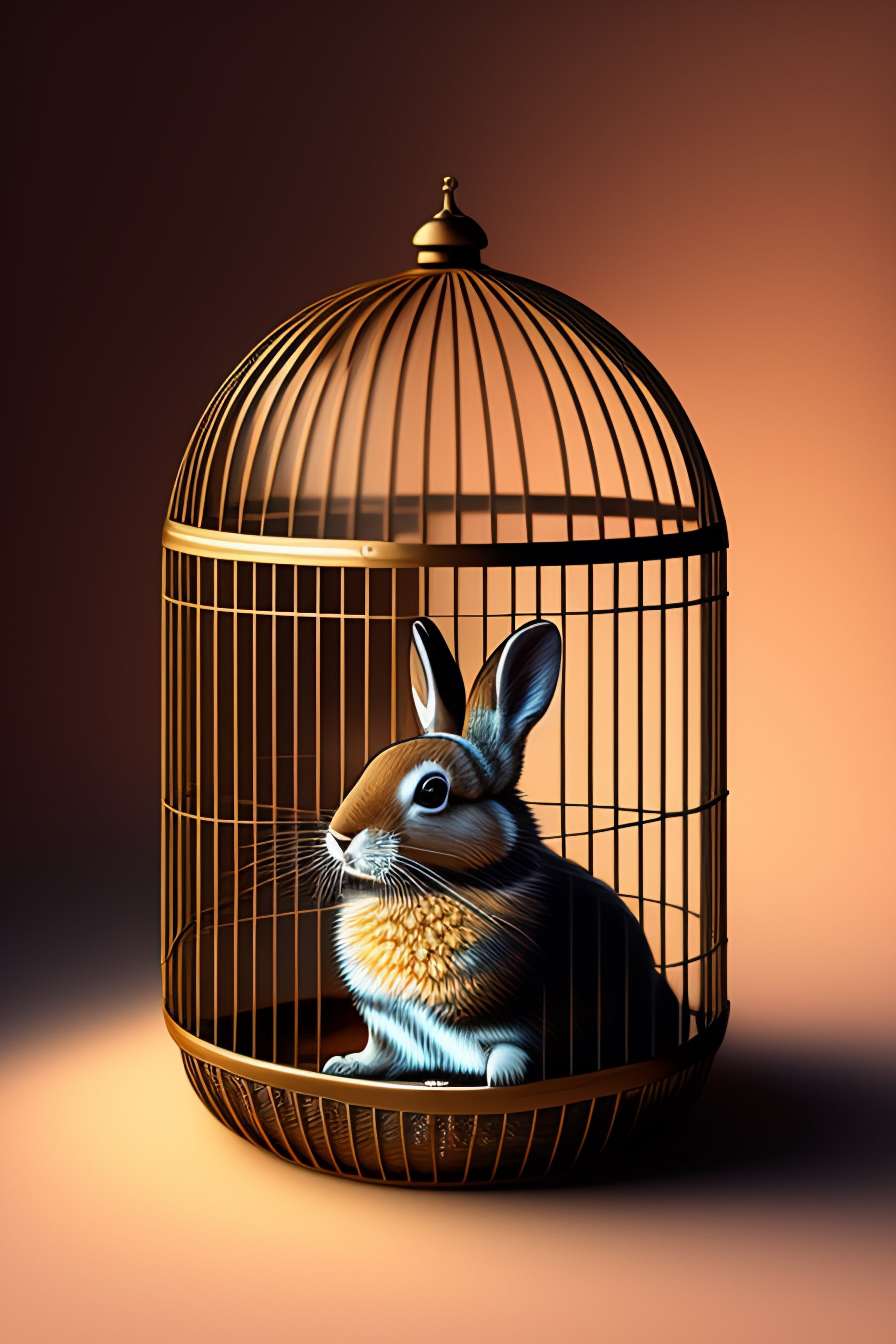 Lexica - Illustration picture of a rabit in a small cage