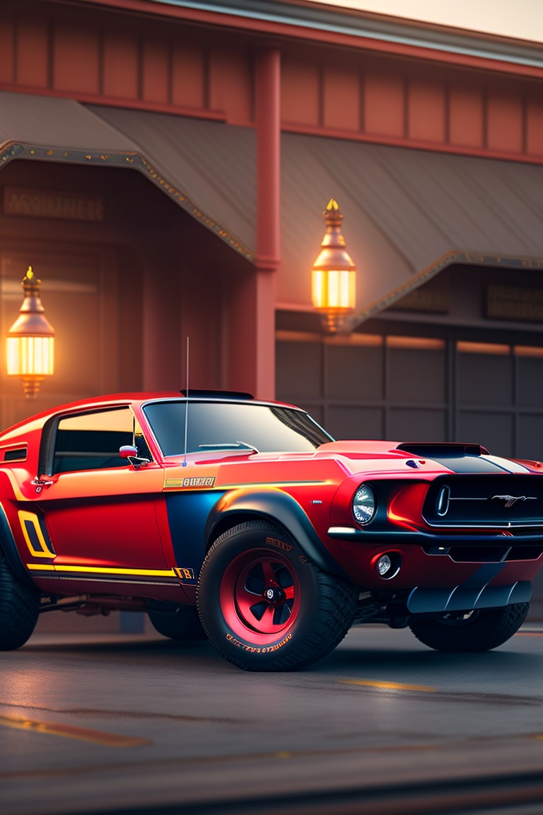 Lexica - Mechanized garrage, ford mustang, dodge charger, hummer ...