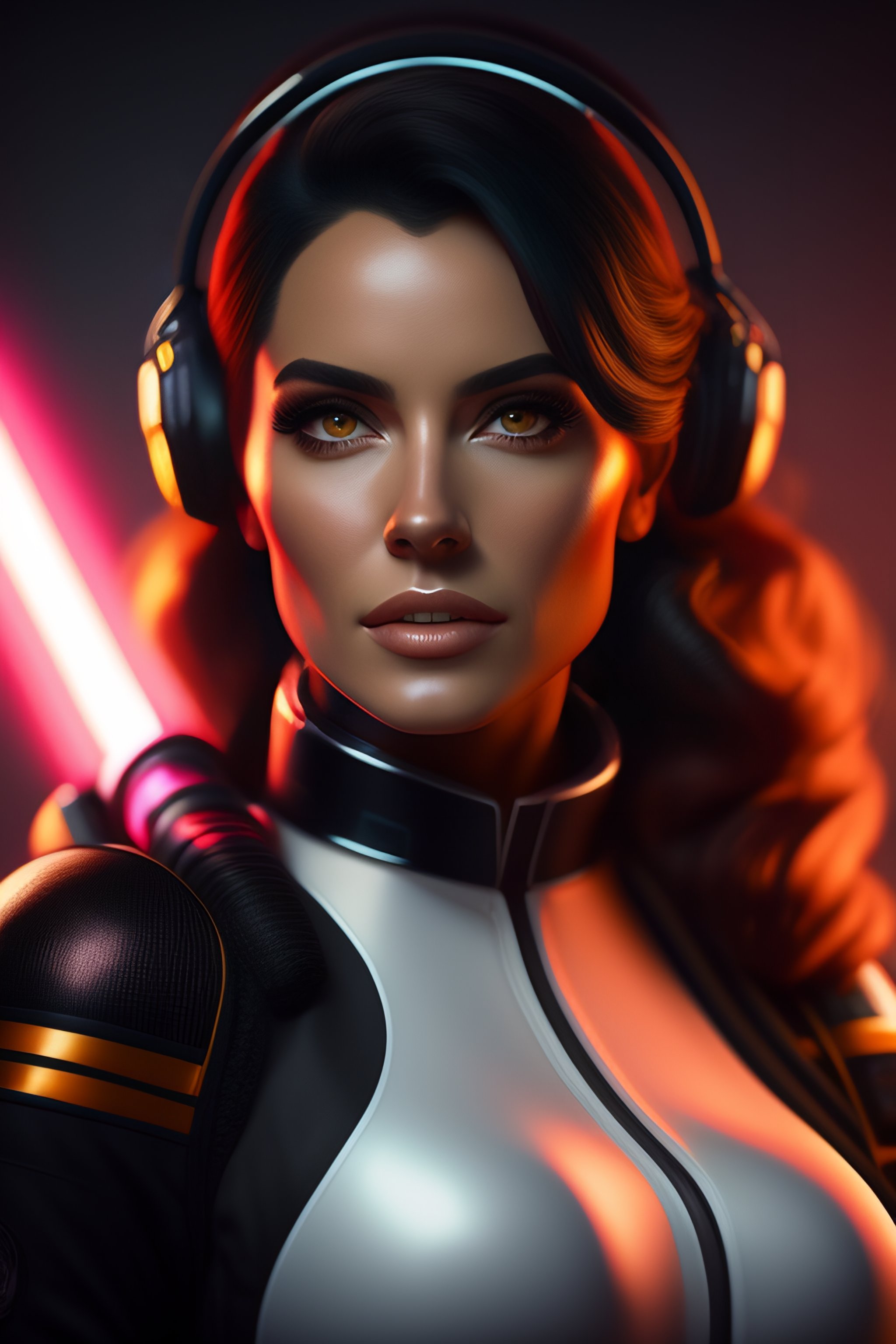 Lexica - Professional portrait of hot spacegirl with a blaster, Star ...