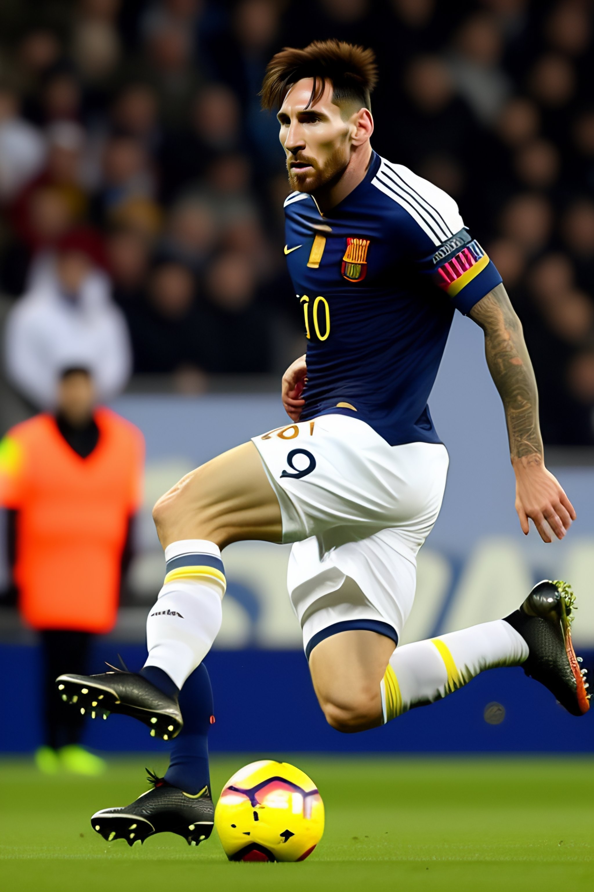 Lexica - Lionel Messi is a small, slender man with short, dark hair. He is  usually seen wearing a soccer uniform, which consists of a jersey,  shorts,...