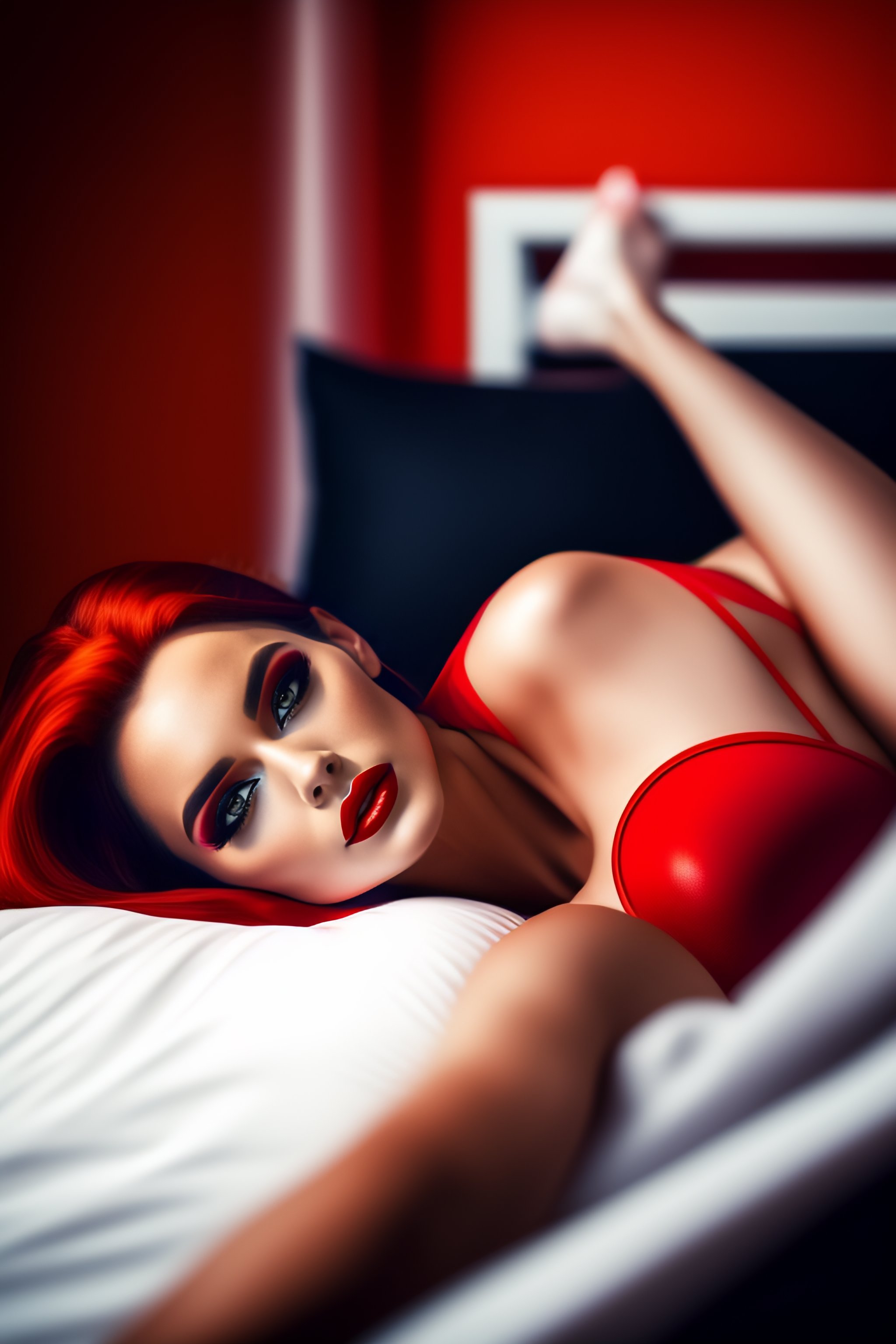 Lexica Fully Body Pose Photo Of A Very Beautiful Sexy Model Harley Quinn Laying On A Bed