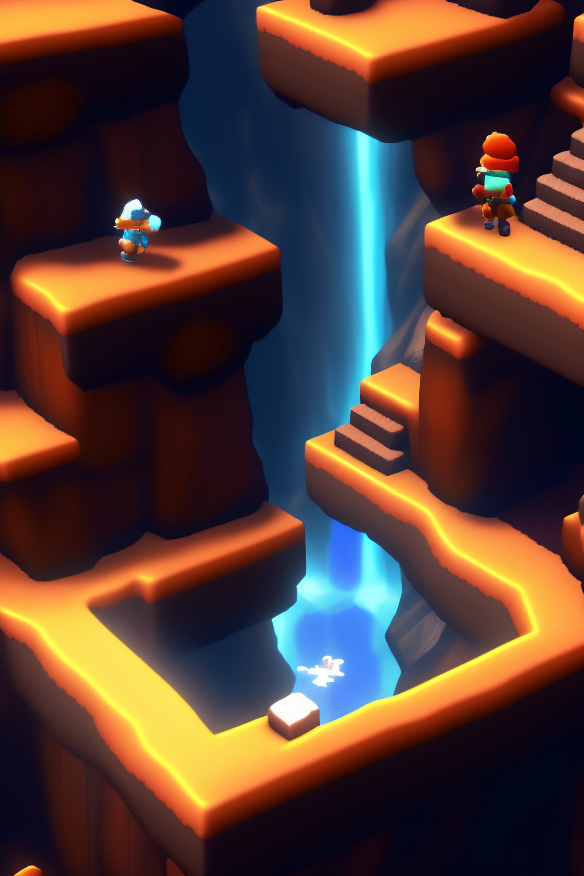 Lexica 3d platformer , top down camera, nintendo style, game level