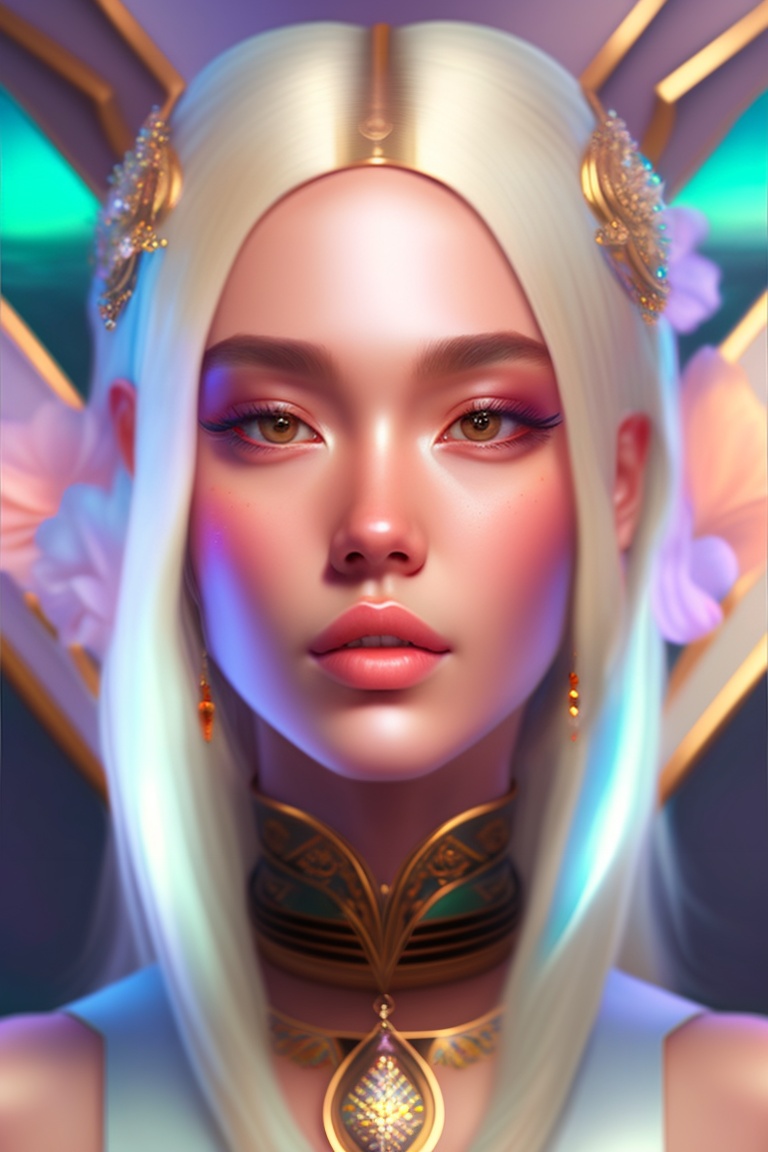 Lexica AI girl face, future, world materializing body, fantasy