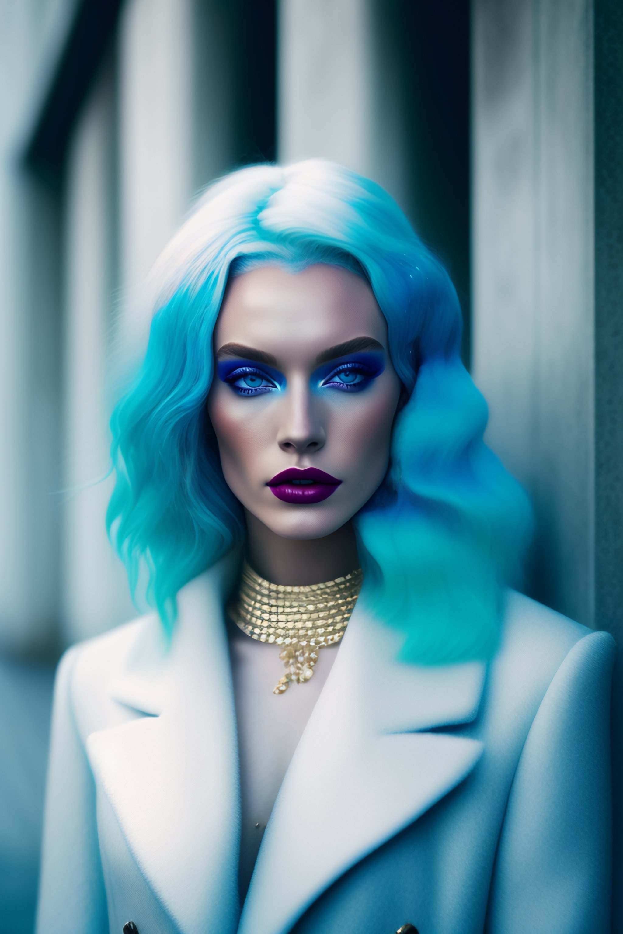 Lexica - Portrait of haute couture beautiful albino fashion model with ...