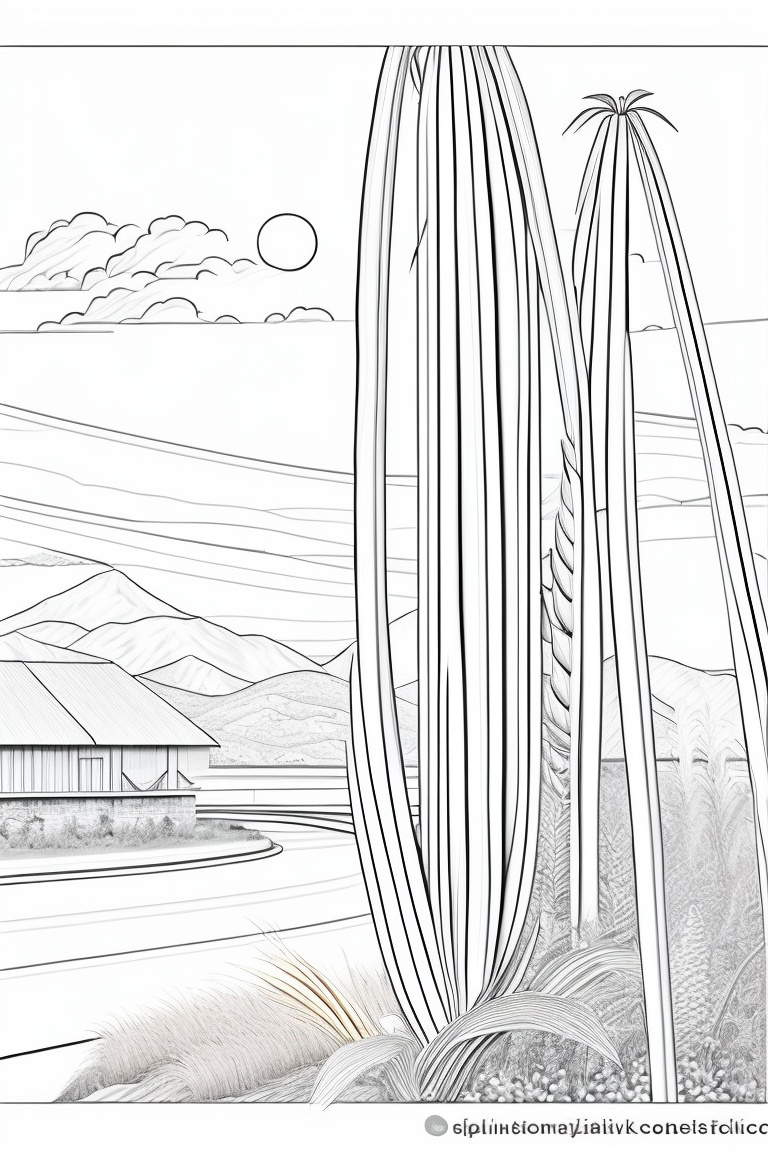 Lexica Sugar cane, coloring page for adults, photo realistic, clean