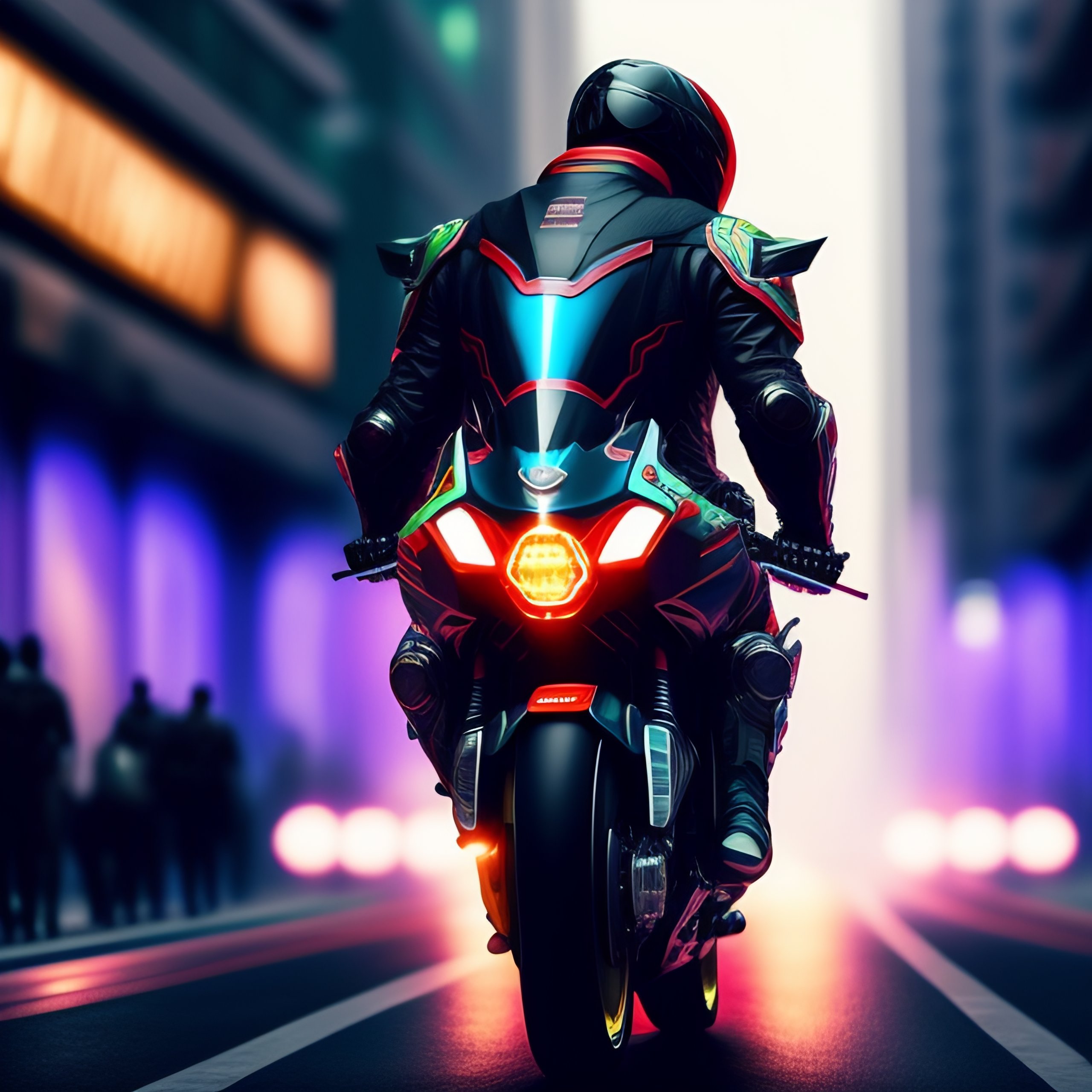 Lexica - A Kamen Rider wearing a full-body tech mech rides a motorcycle ...