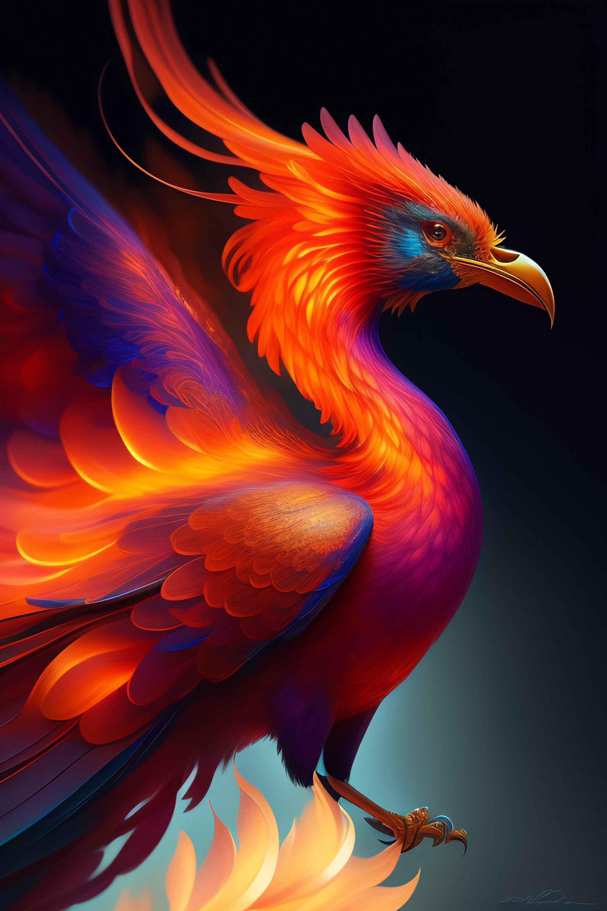 ArtStation - Phoenix Bird Portrait Watercolor Painting