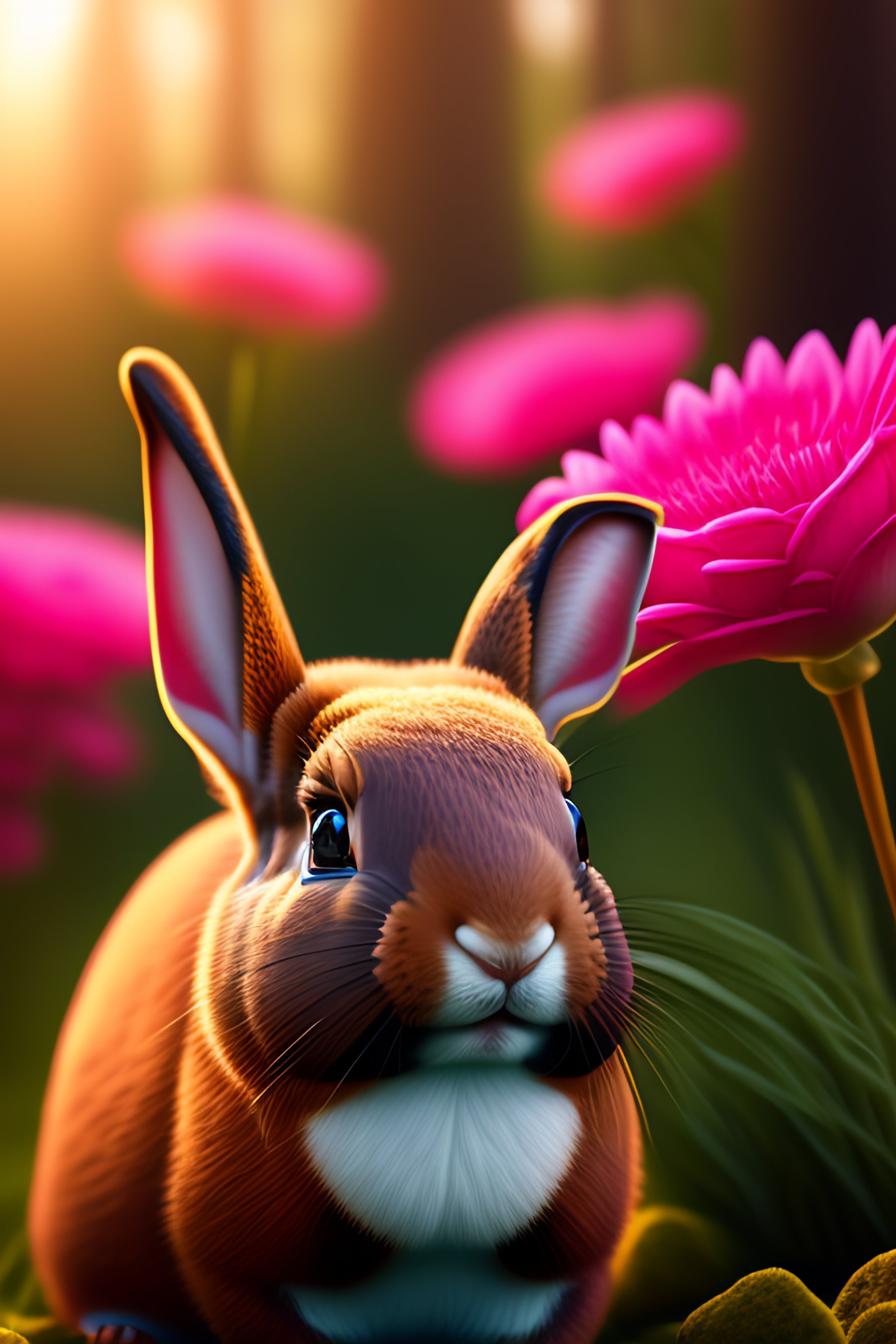 Lexica - 3d family brown rabbits, red eyes, pink nose, character ...