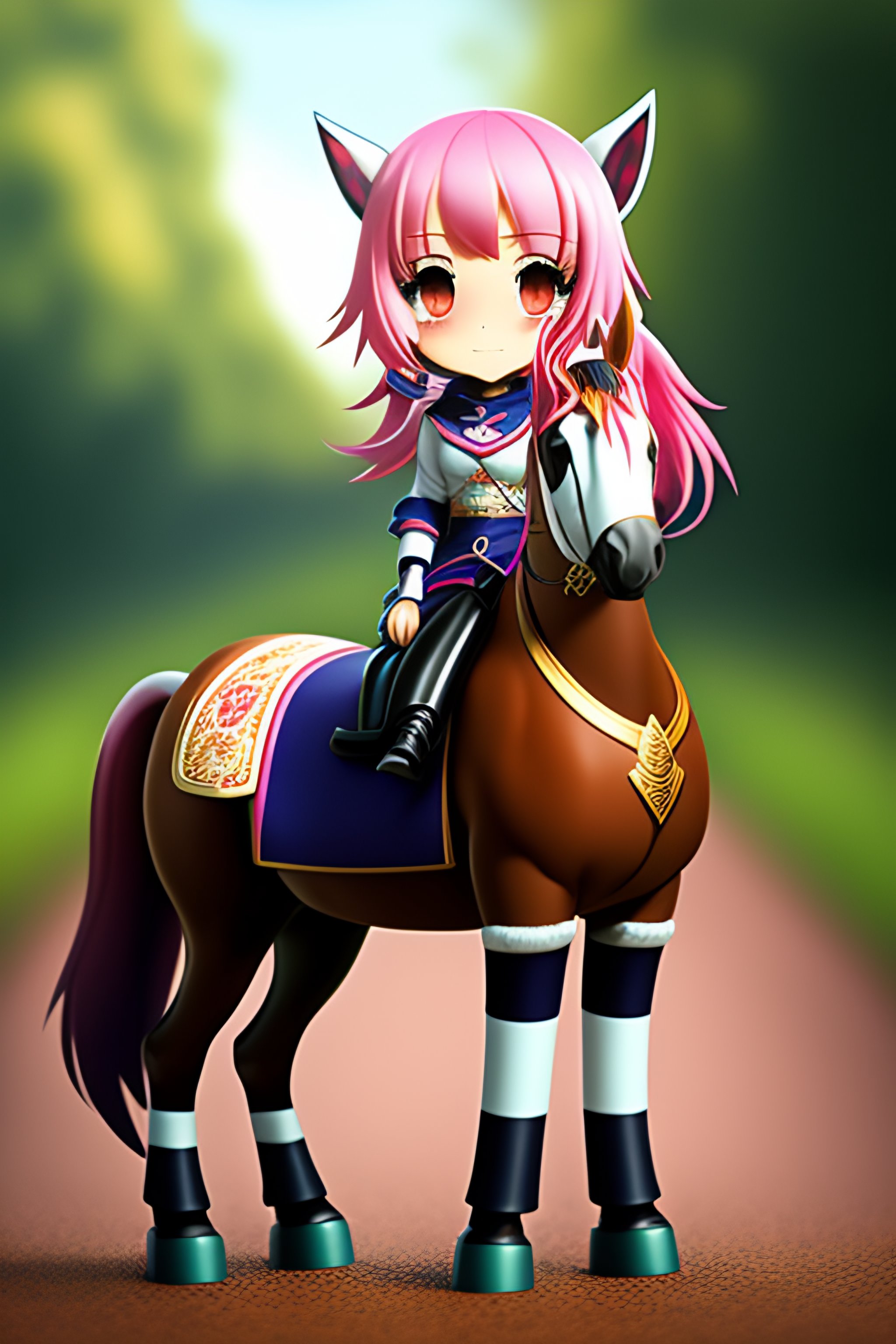 Lexica - Chibi Anime girle on horse