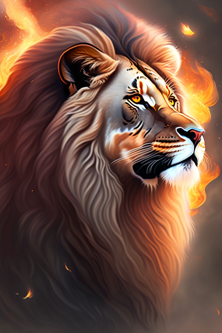 Lexica - Sound with lion , fire , runes , magical lucky symbol