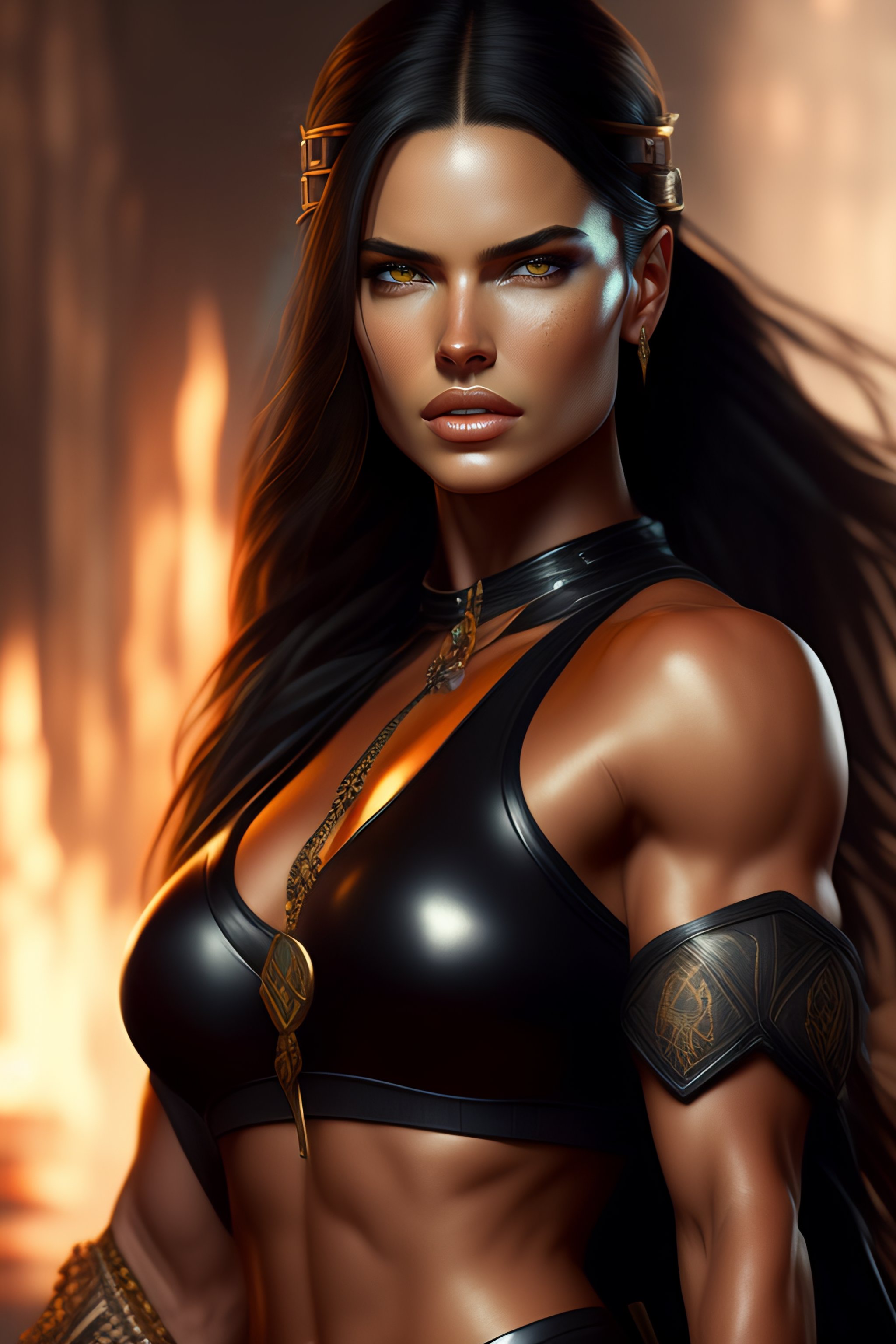 Lexica - Full portrait painting of adriana lima as lara croft, ultra 