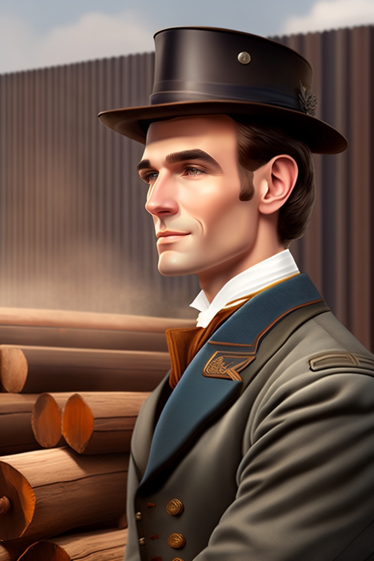 Lexica Young Abraham Lincoln working as a railsplitter, split logs