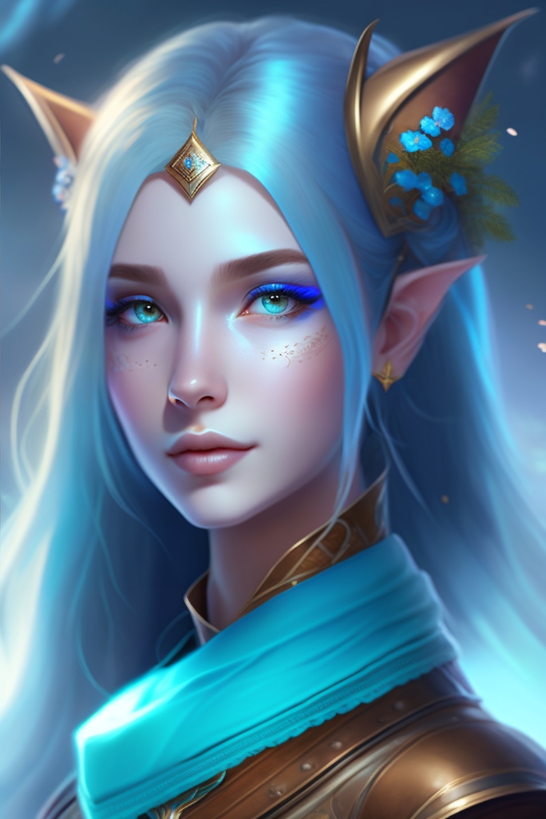 Lexica Beatiful Elf Girl Aquatic Blue Skin Brown Eyes