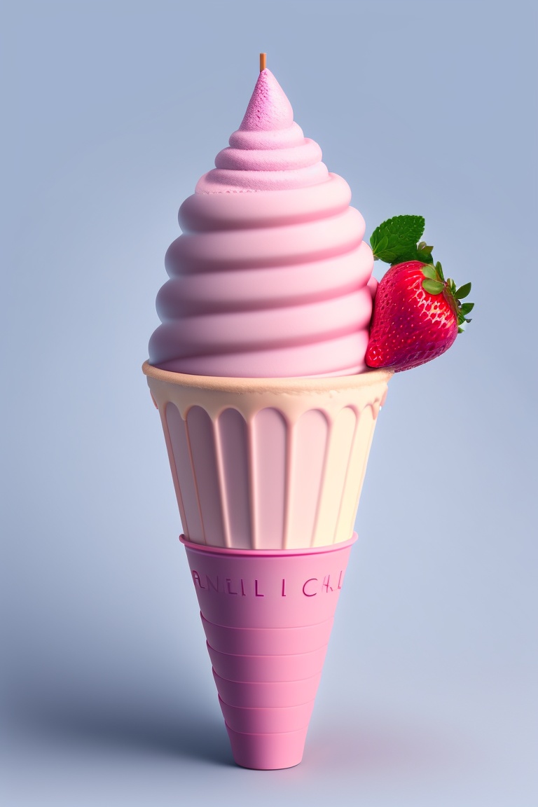 Lexica Berry ice cream cone, milkshake