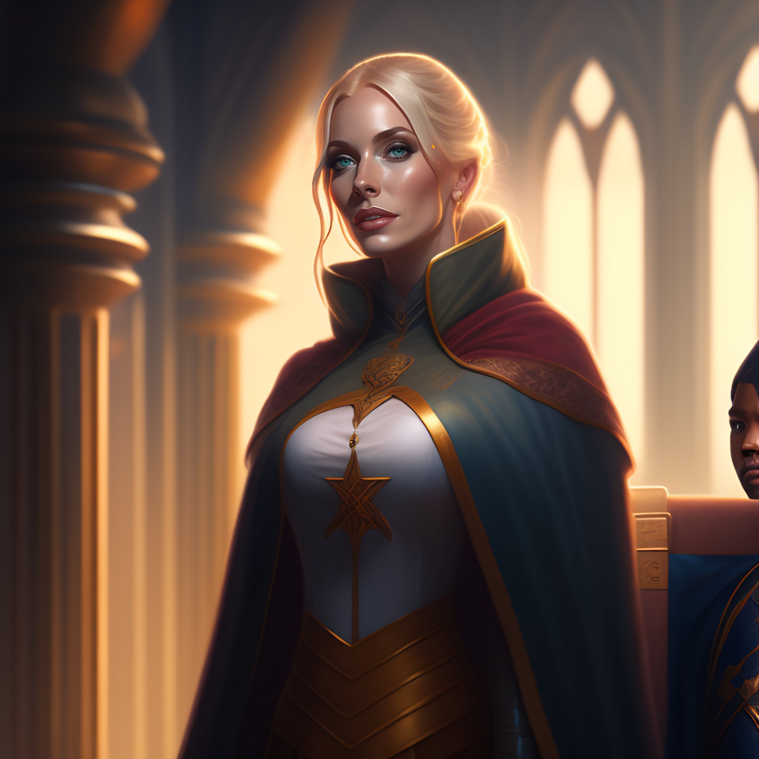 Lexica - Woman standing next to son, throne room, medieval, Christina ...