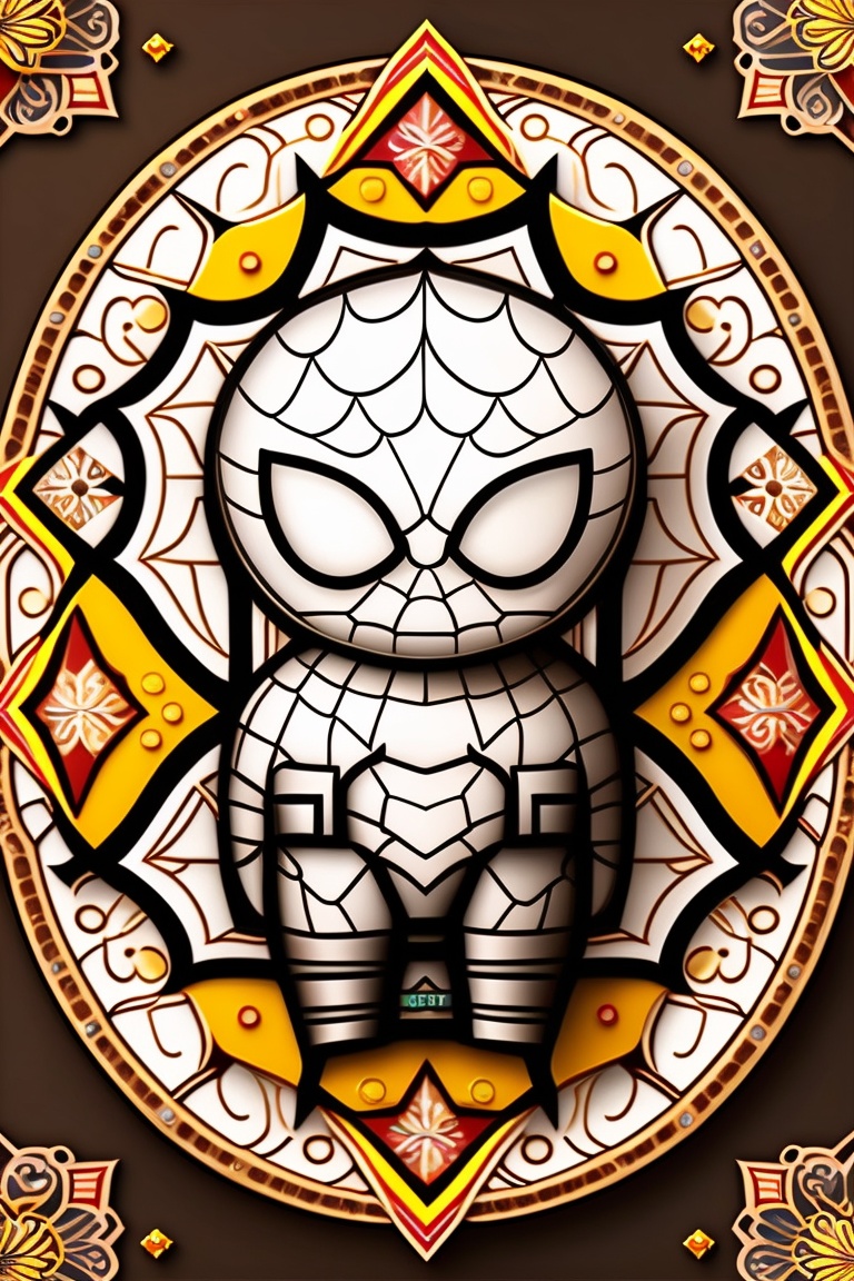 Lexica - Cute spider man , mandala, no color, for painthing