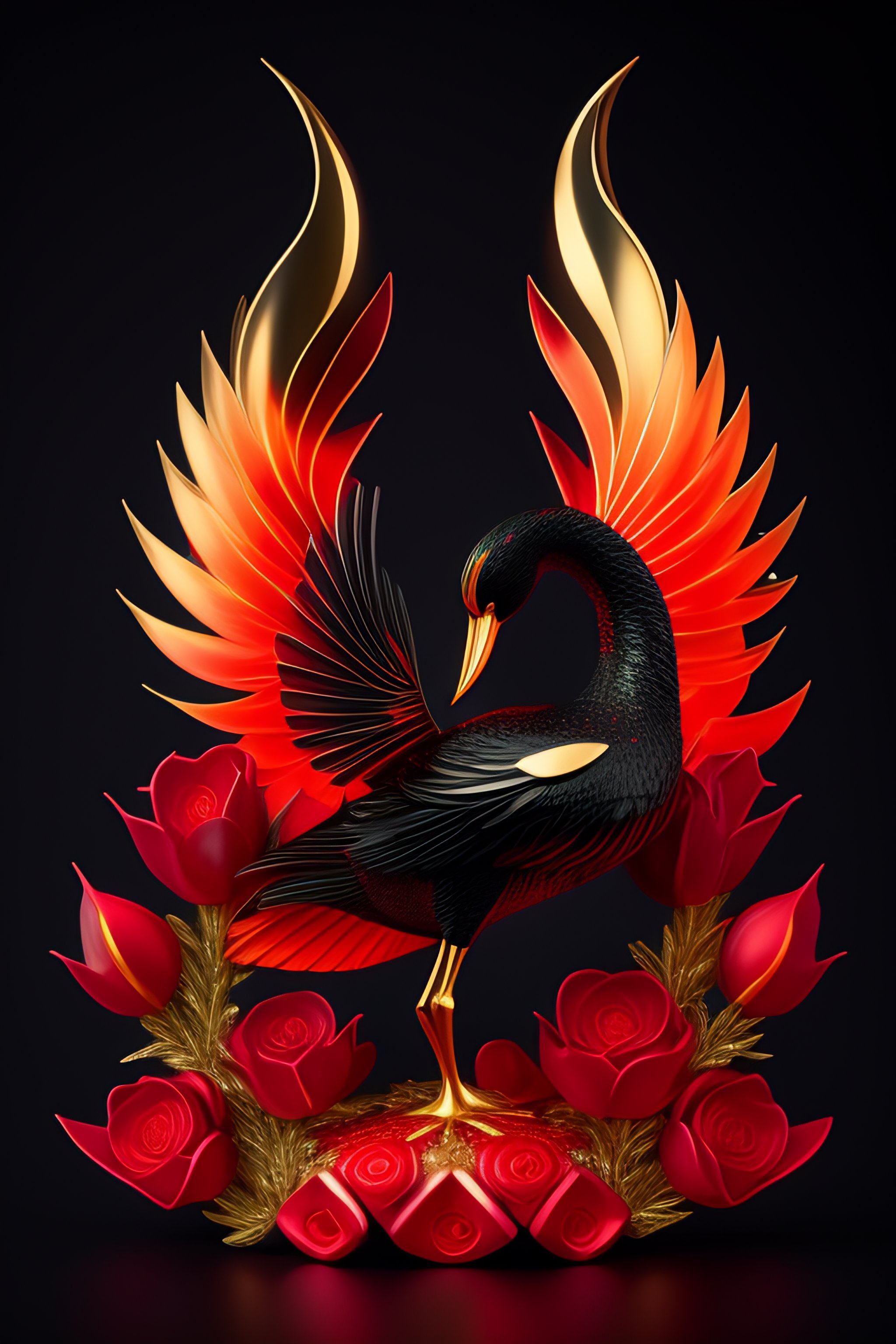 Lexica - Black, red, gold, and white color theme, symmetrical crystal ...