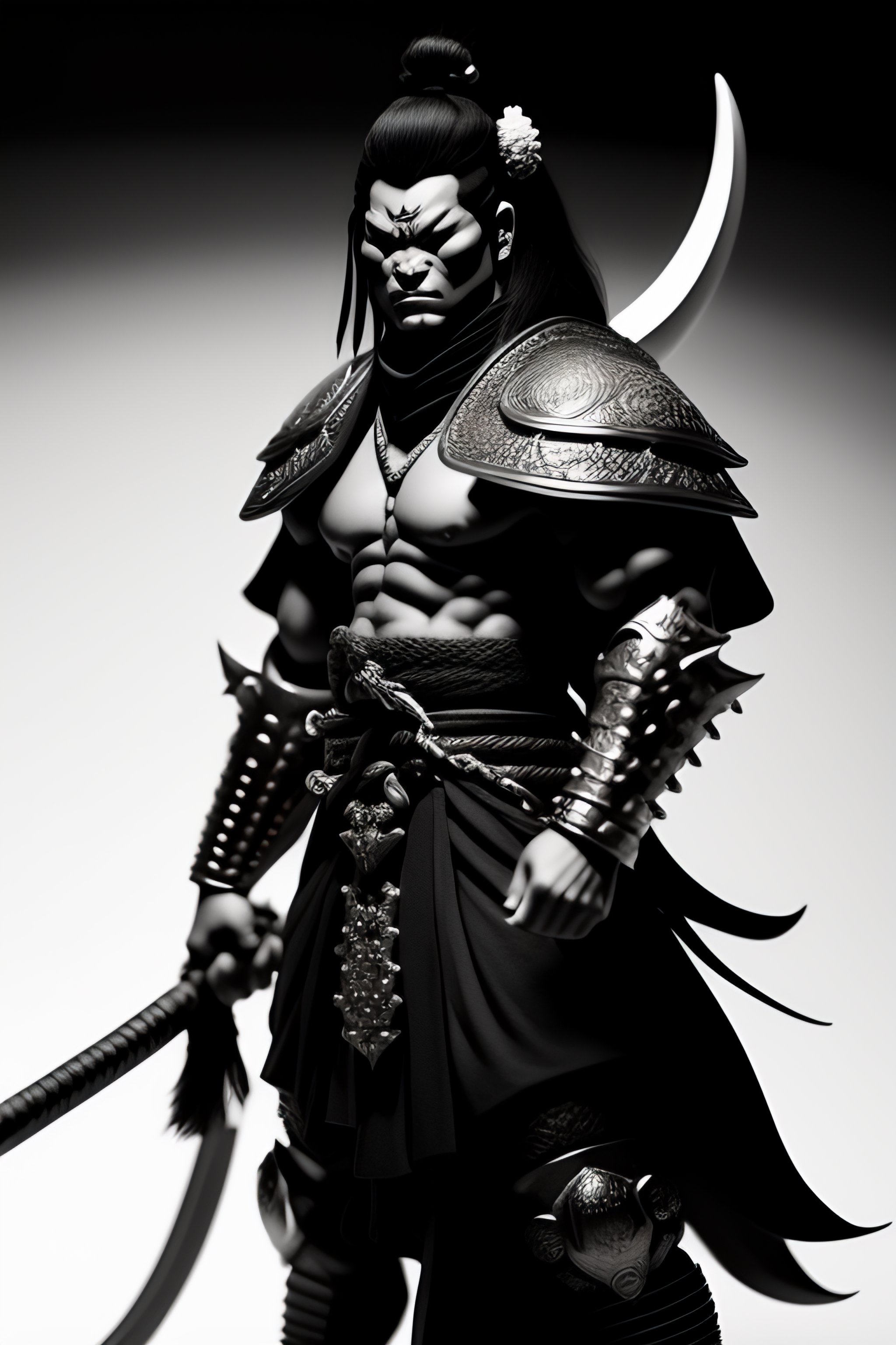 Lexica - Demon Oni Samurai Black And White