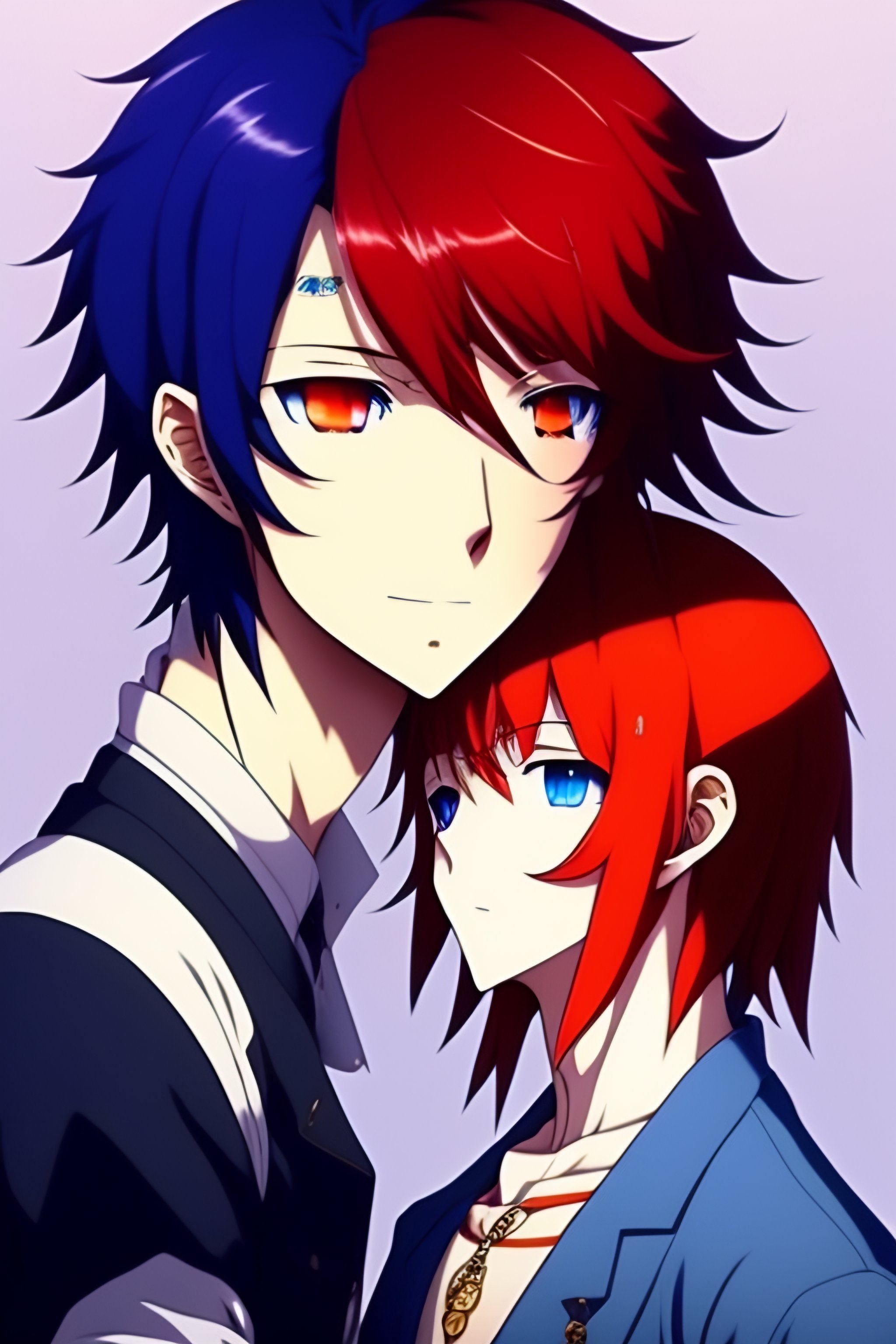 Lexica Two Man A Red Hair Anime Guy Kiss A Blue Long Hair Anime Shy Man Animegayyaoi 