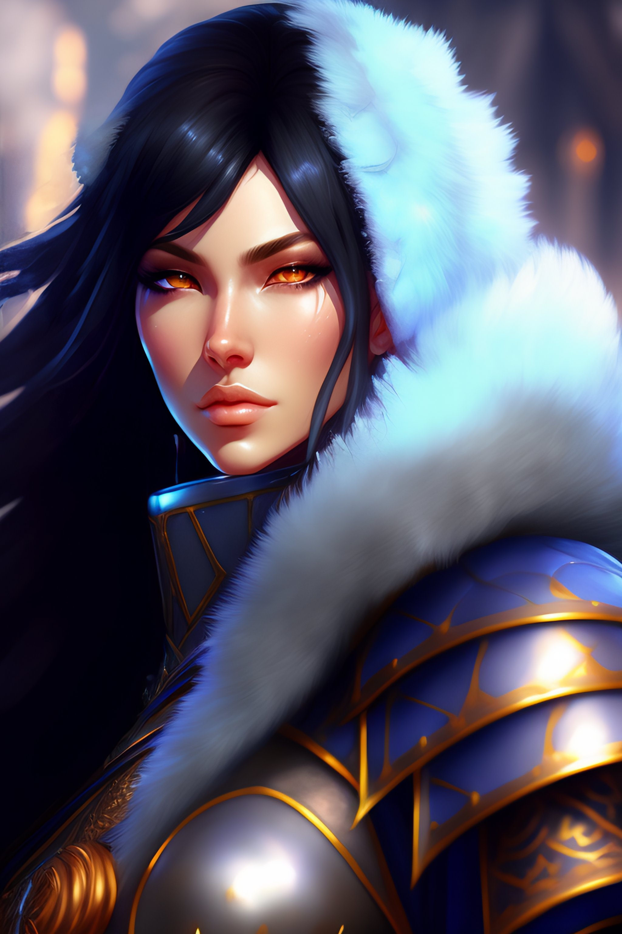 Lexica Kislev Ice guard, fur armor, winter armor, fantasy, woman