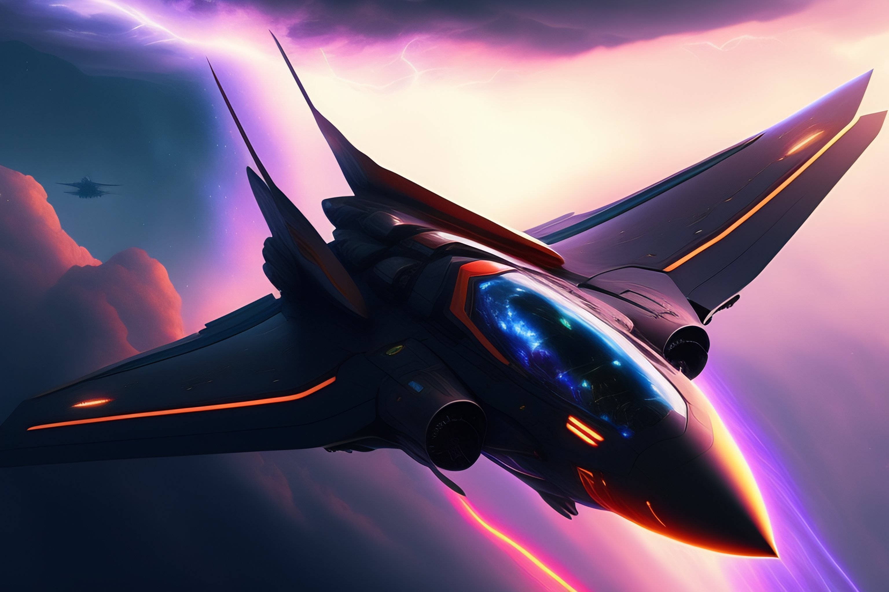 Lexica - A futuristic SU-57 with high technology flying through cosmic ...