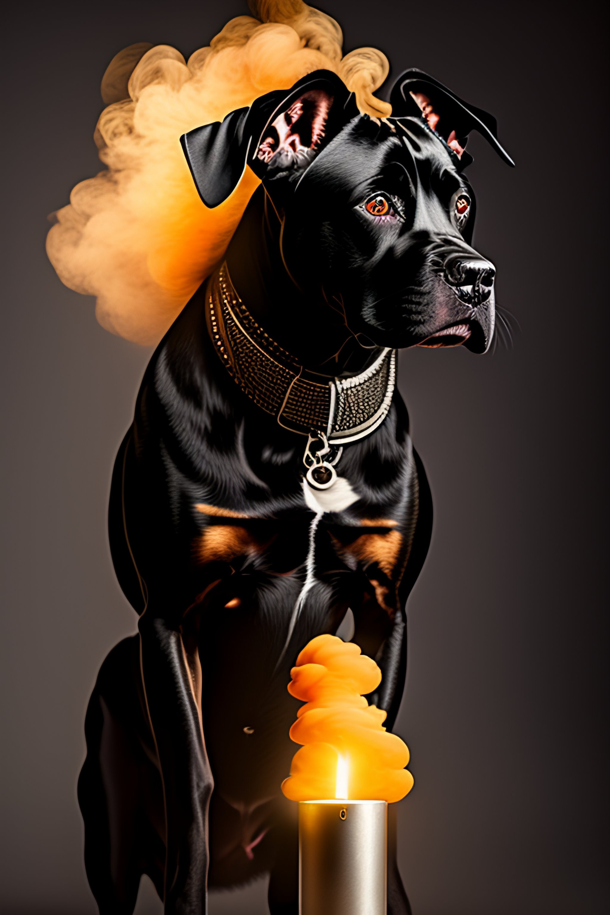 Lexica Black Pitbull with dreadlocks in his hair, smoking a cigarette