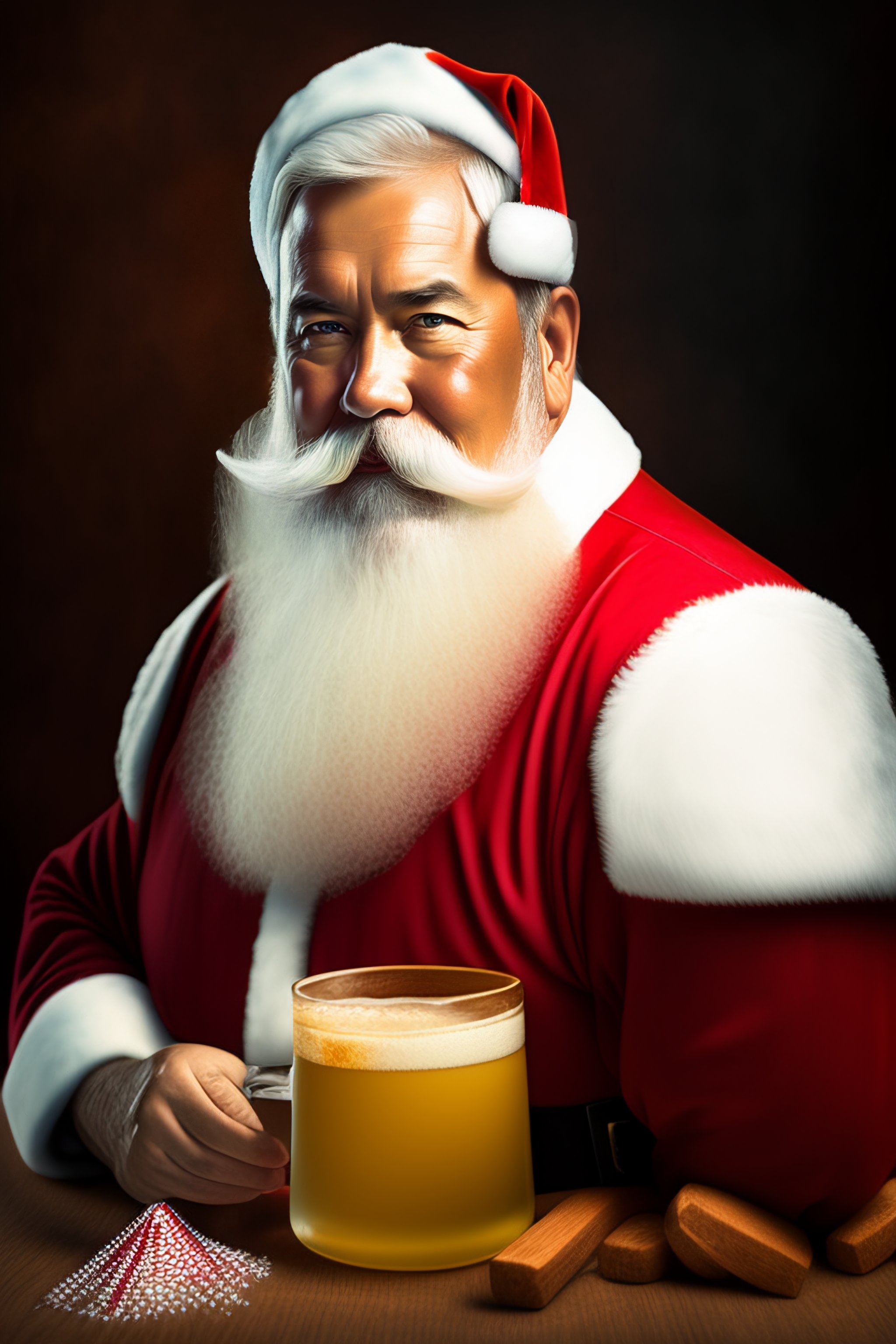 santa claus drinking beer