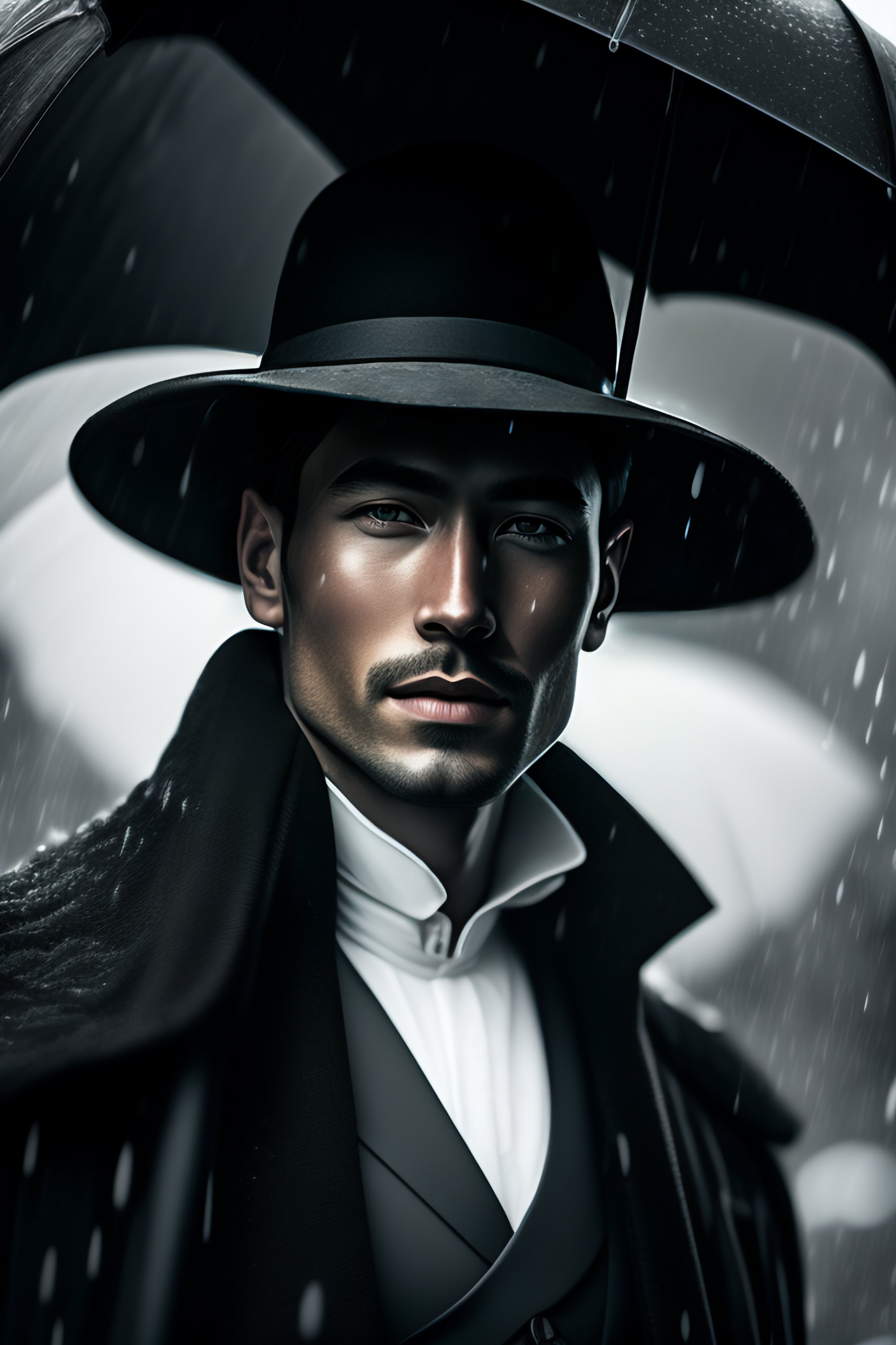 Lexica Black and white old portrait style painting of a man with no