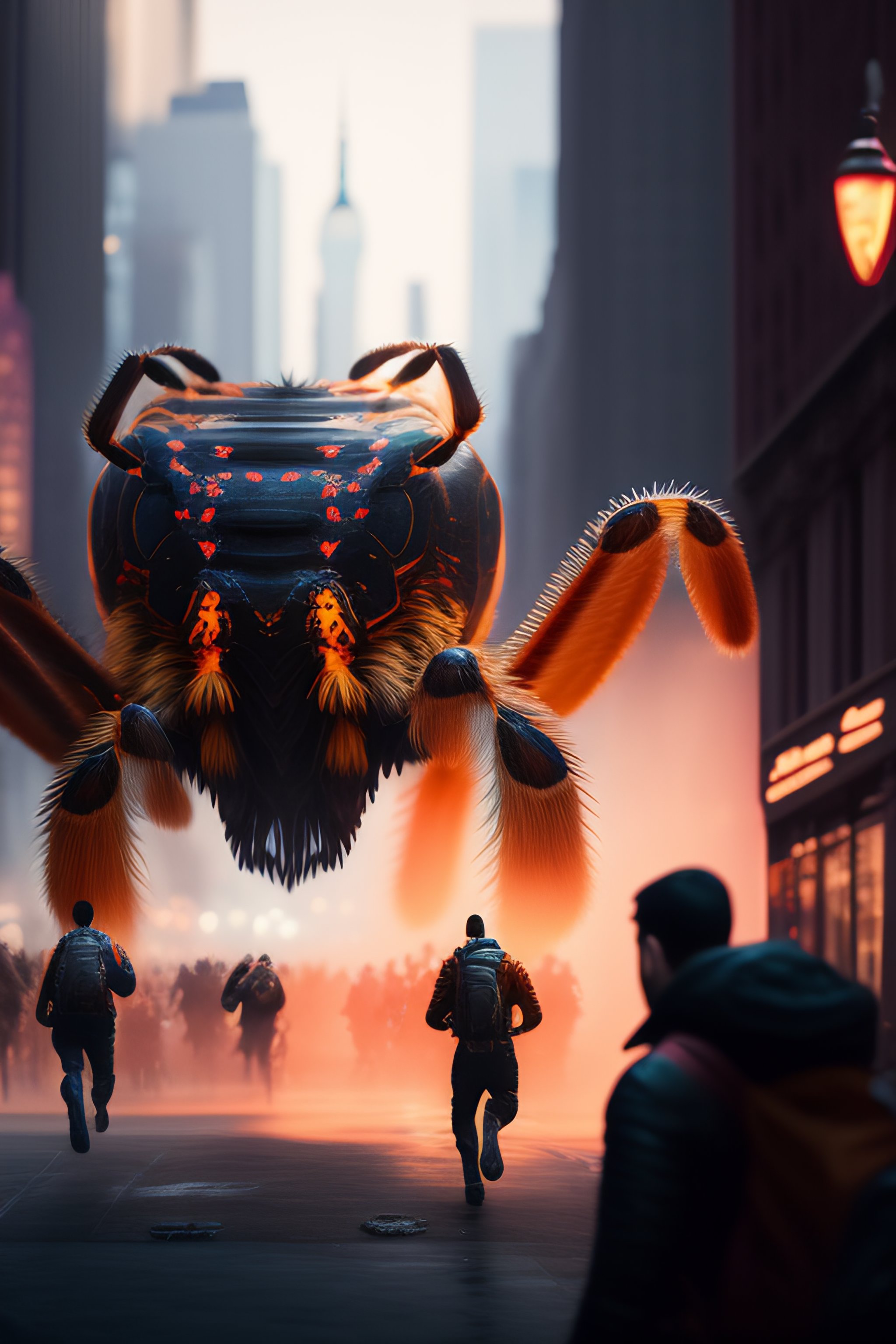 Lexica - People running from a giant tarantula in New York City, a ...